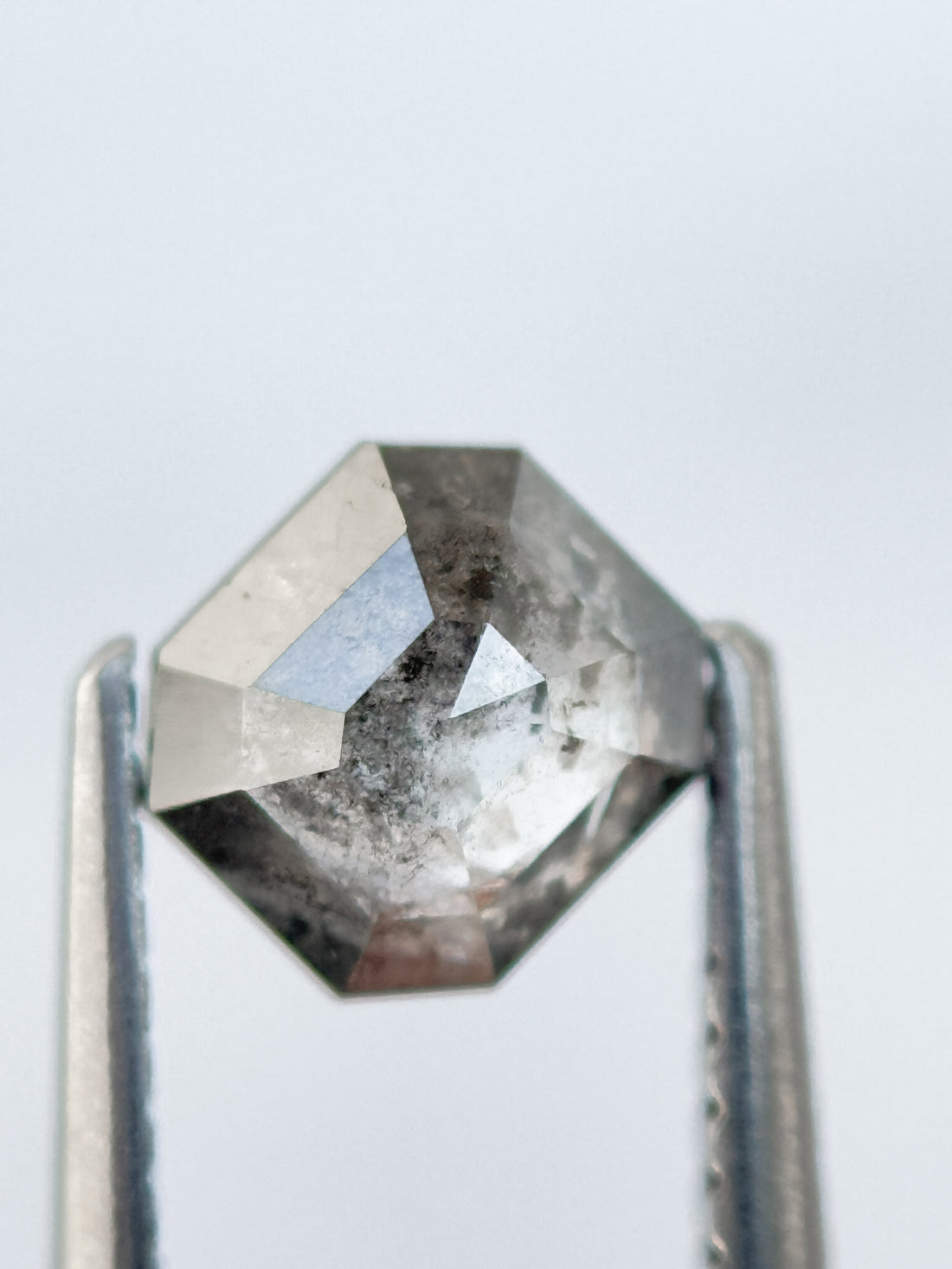 0.93 Ct Emerald Rose Cut Grey Natural Salt and Pepper Diamond