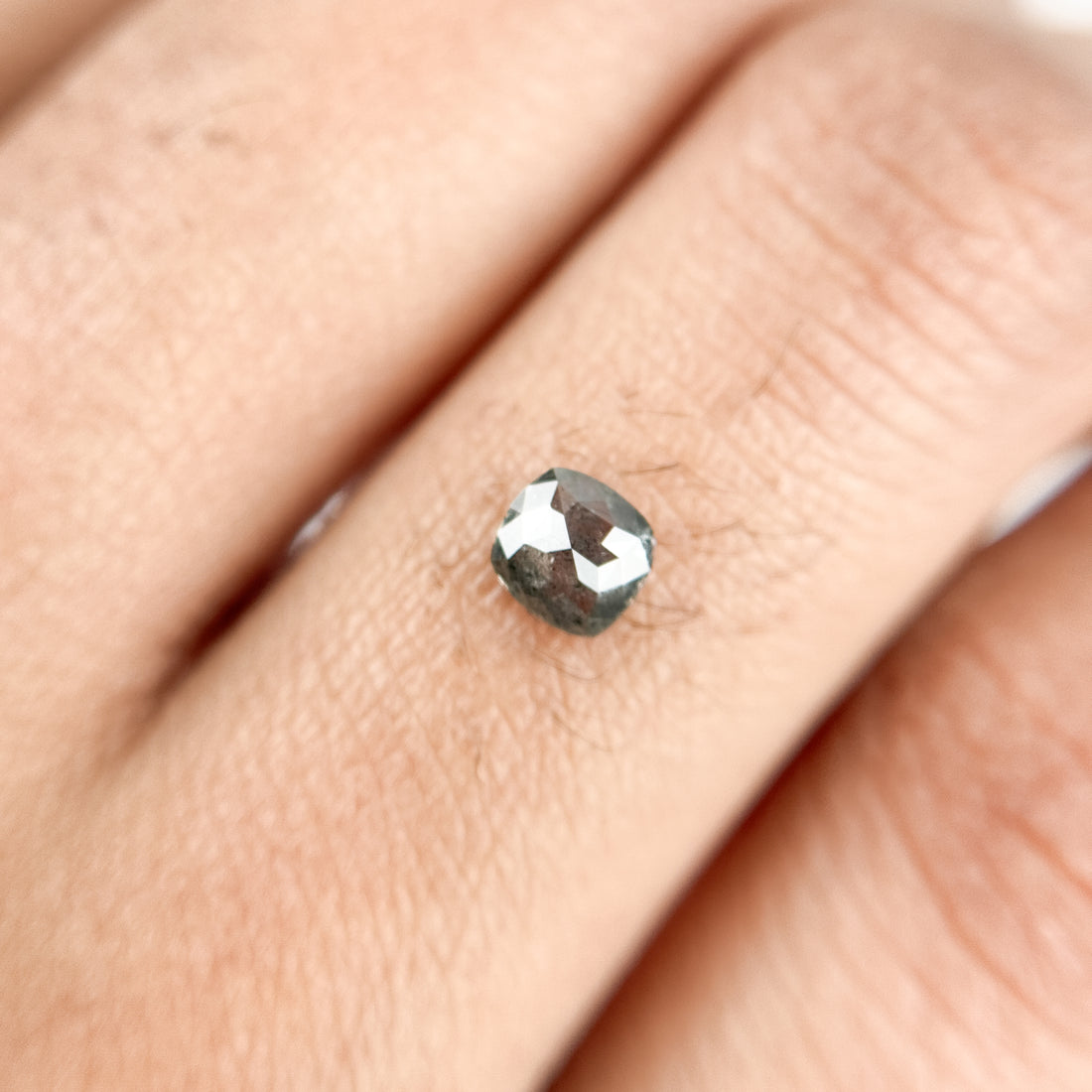 0.37 Ct Cushion Rose Cut Grey Natural Salt and Pepper Diamond
