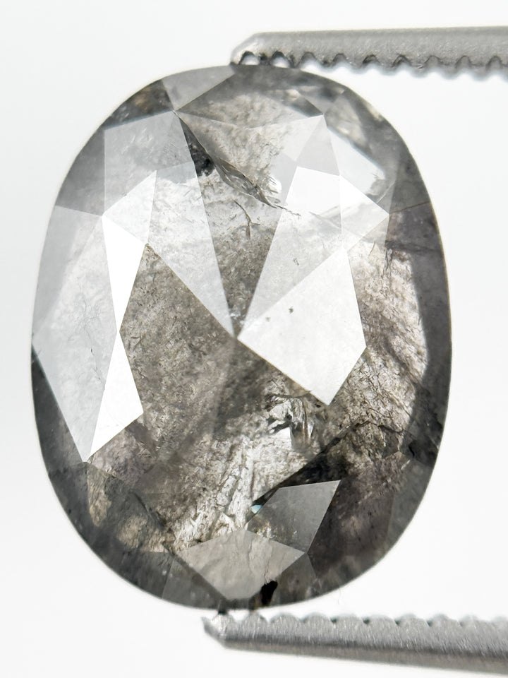 3.41 Ct Oval Rose Cut Grey Natural Galaxy Diamond