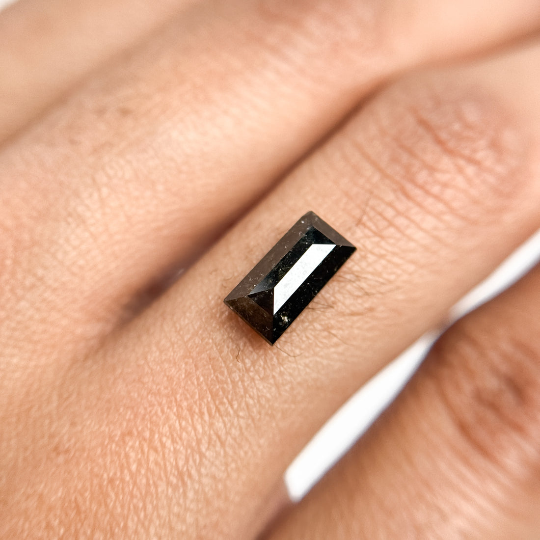 1.44 Ct Baguette Rose Cut Black Natural Salt and Pepper Diamond