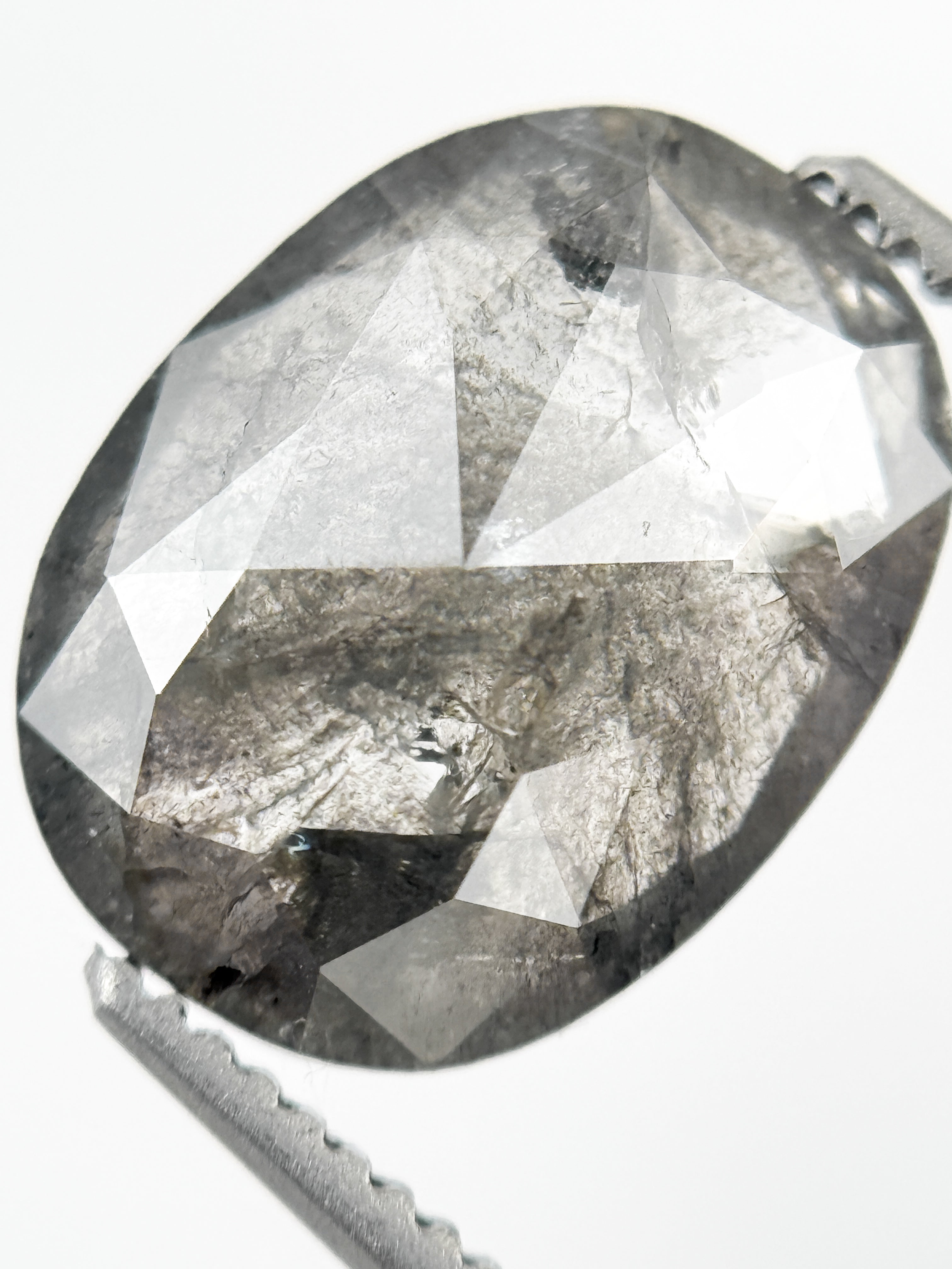 3.41 Ct Oval Rose Cut Grey Natural Galaxy Diamond