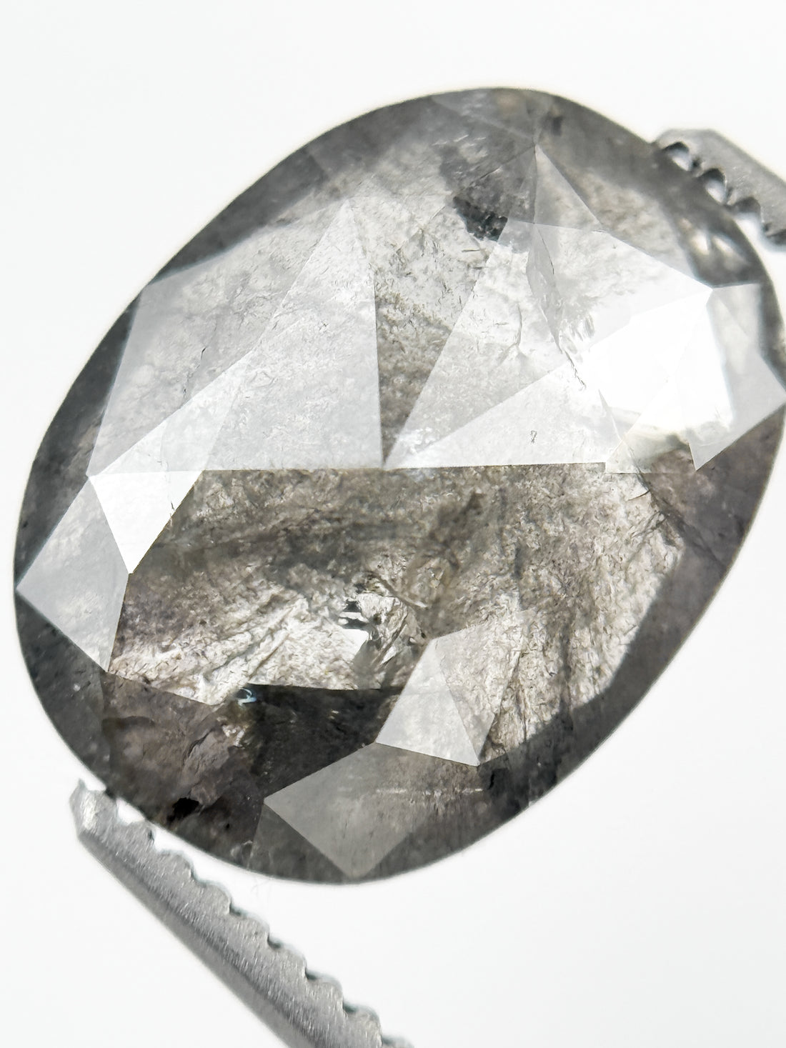 3.41 Ct Oval Rose Cut Grey Natural Galaxy Diamond