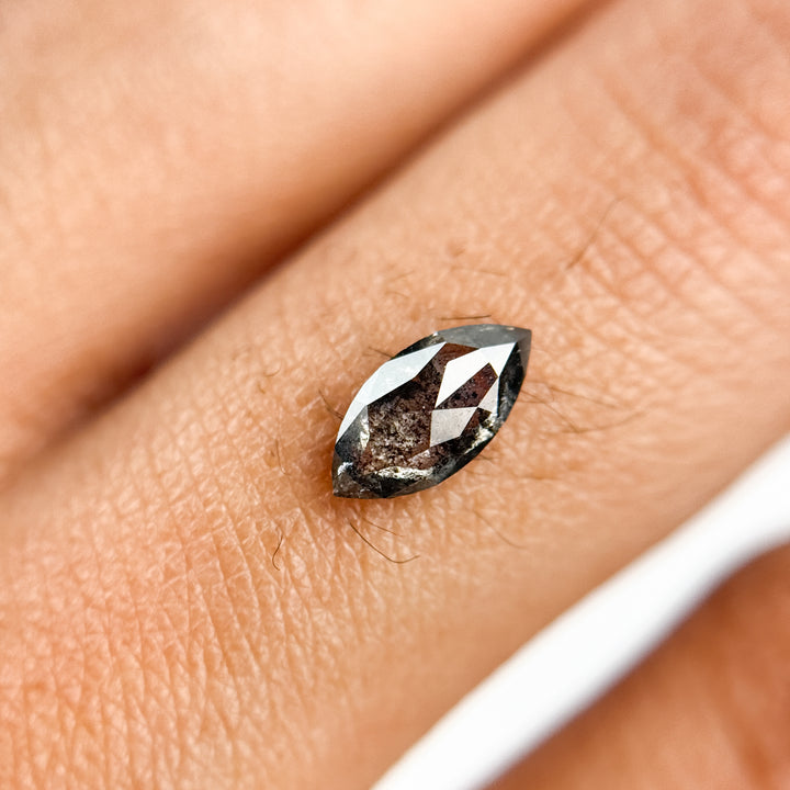 0.52 Ct Marquise Rose Cut Grey Natural Salt and Pepper Diamond