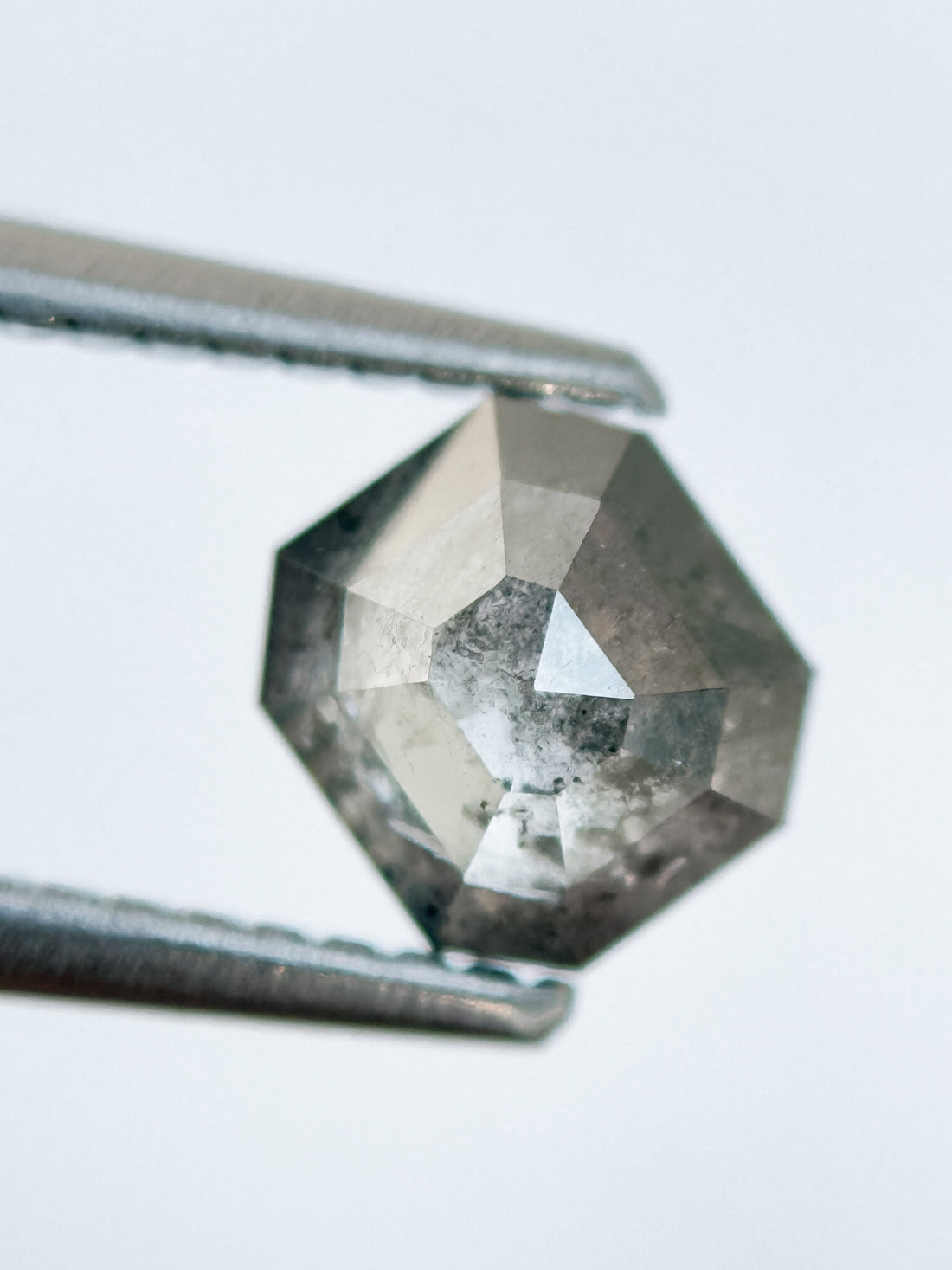 0.93 Ct Emerald Rose Cut Grey Natural Salt and Pepper Diamond
