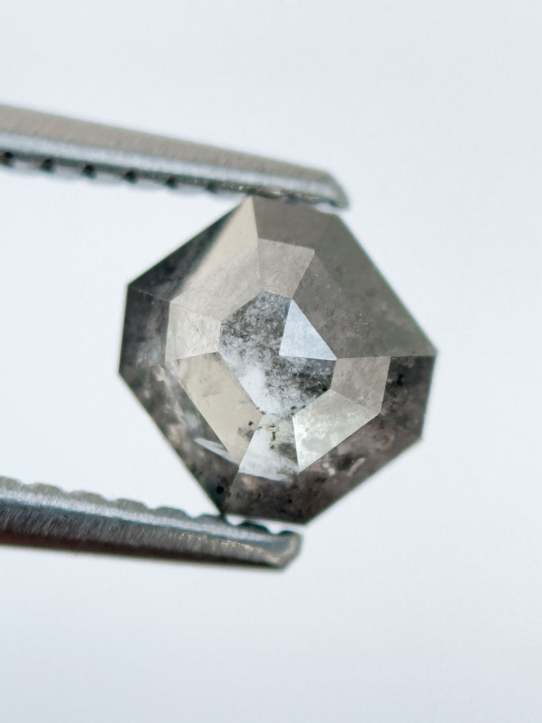 0.93 Ct Emerald Rose Cut Grey Natural Salt and Pepper Diamond
