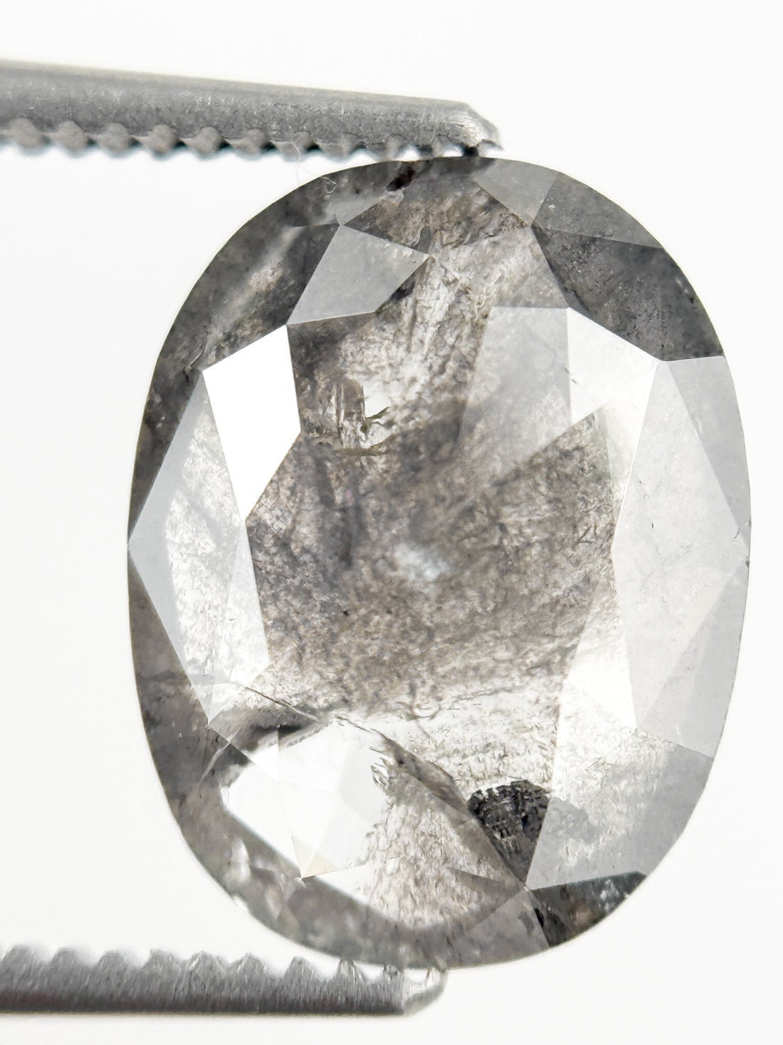 3.41 Ct Oval Rose Cut Grey Natural Galaxy Diamond