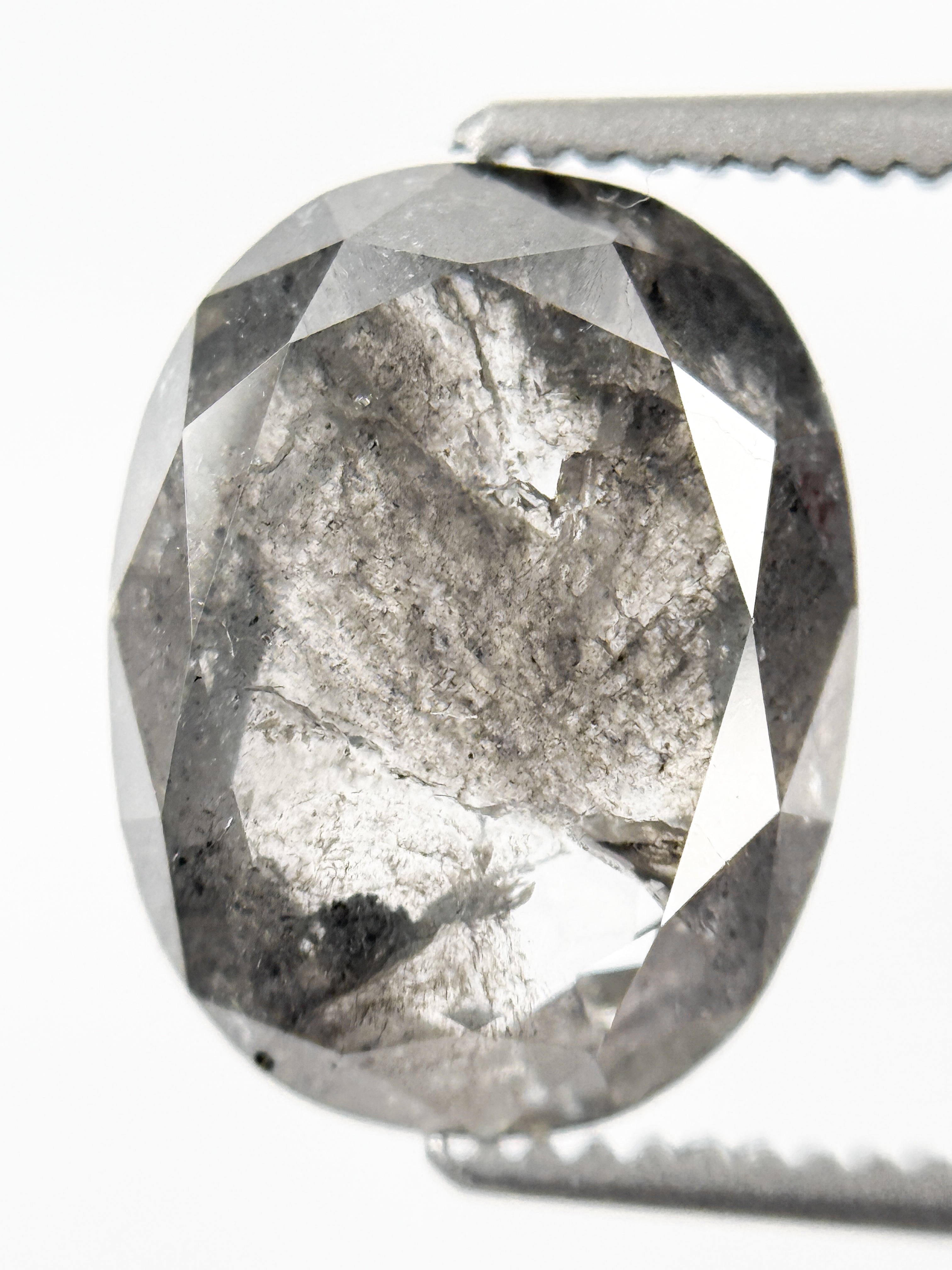 3.41 Ct Oval Rose Cut Grey Natural Galaxy Diamond