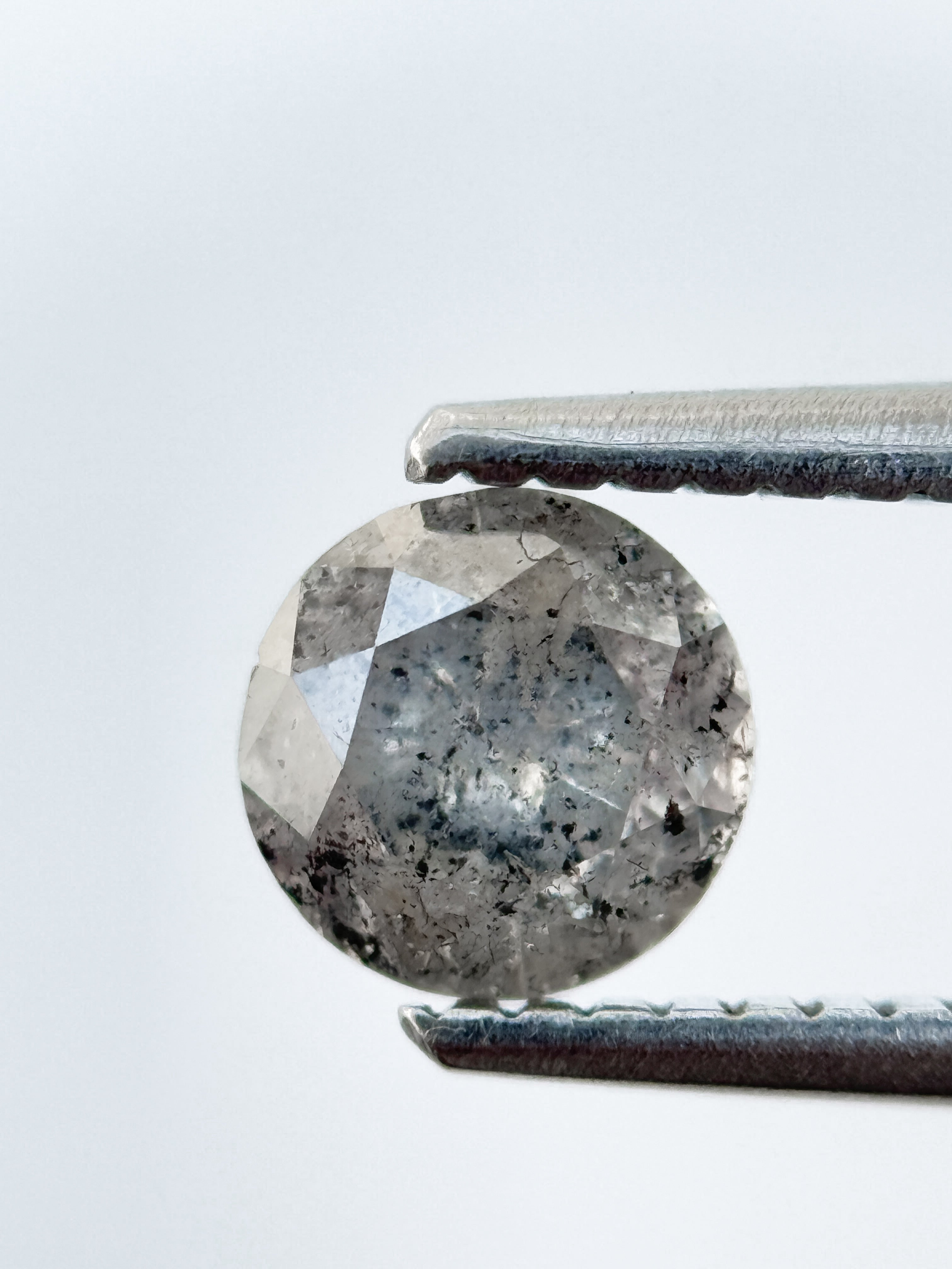 0.78 Ct Round Brilliant Cut Grey Natural Salt and Pepper Diamond