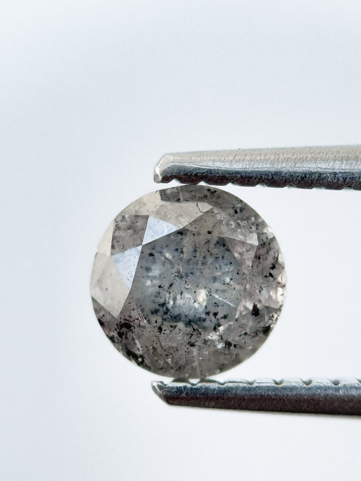 0.78 Ct Round Brilliant Cut Grey Natural Salt and Pepper Diamond