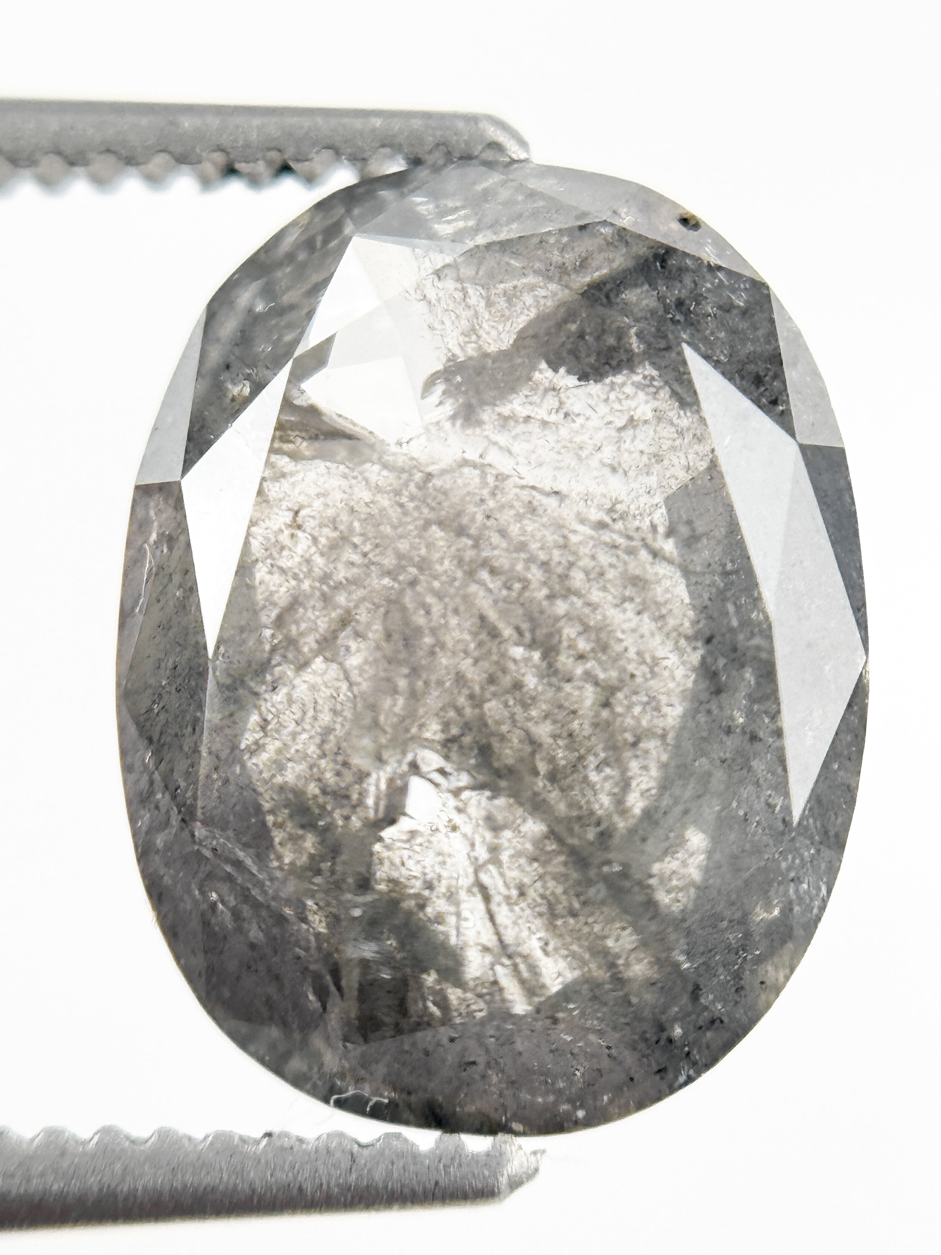 3.41 Ct Oval Rose Cut Grey Natural Galaxy Diamond