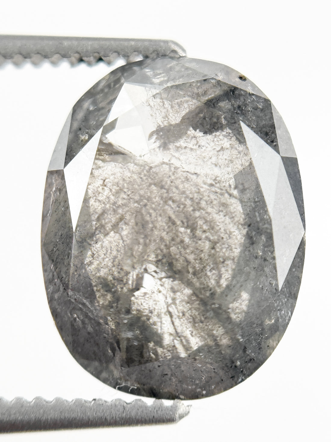 3.41 Ct Oval Rose Cut Grey Natural Galaxy Diamond