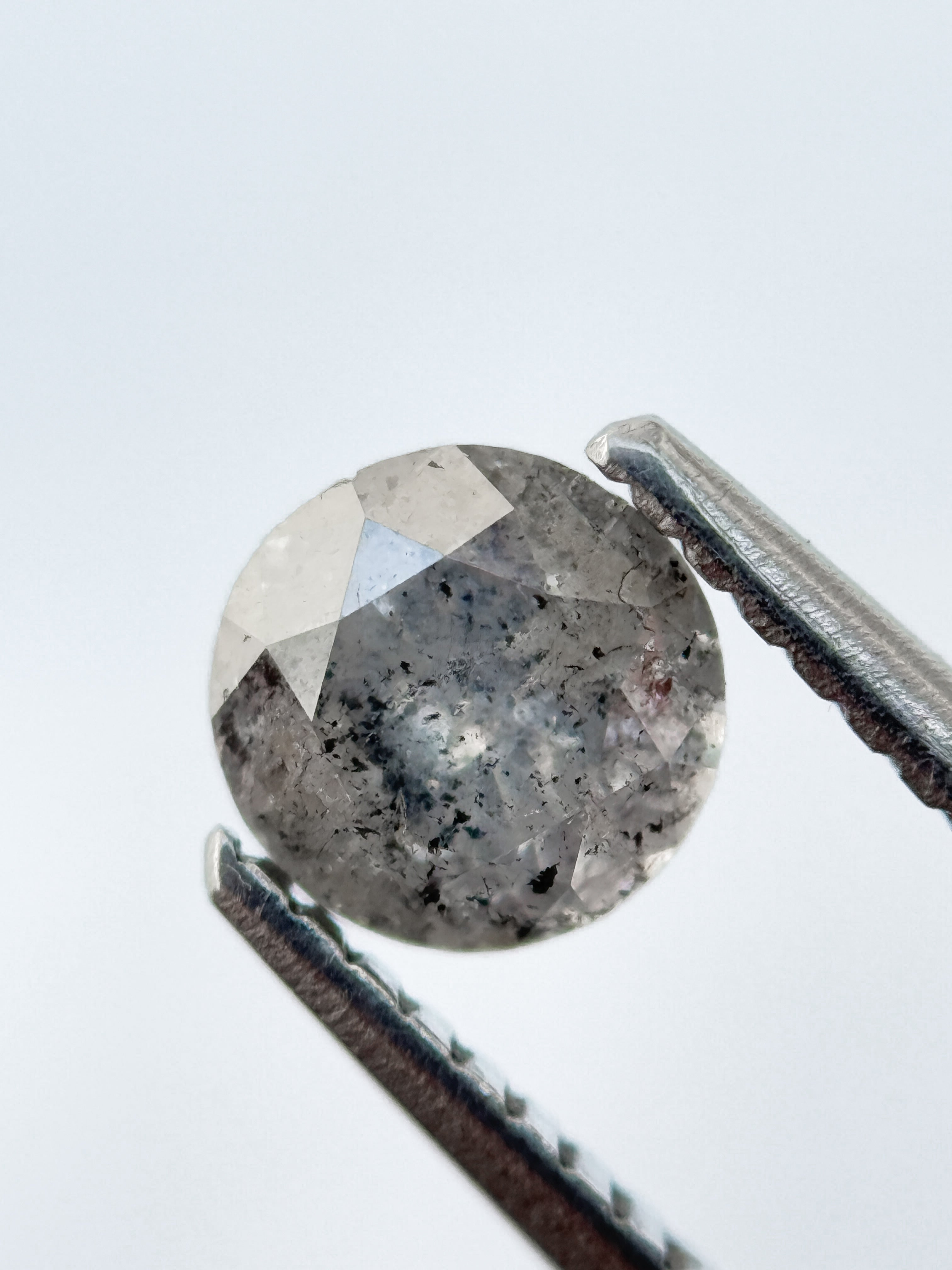 0.78 Ct Round Brilliant Cut Grey Natural Salt and Pepper Diamond