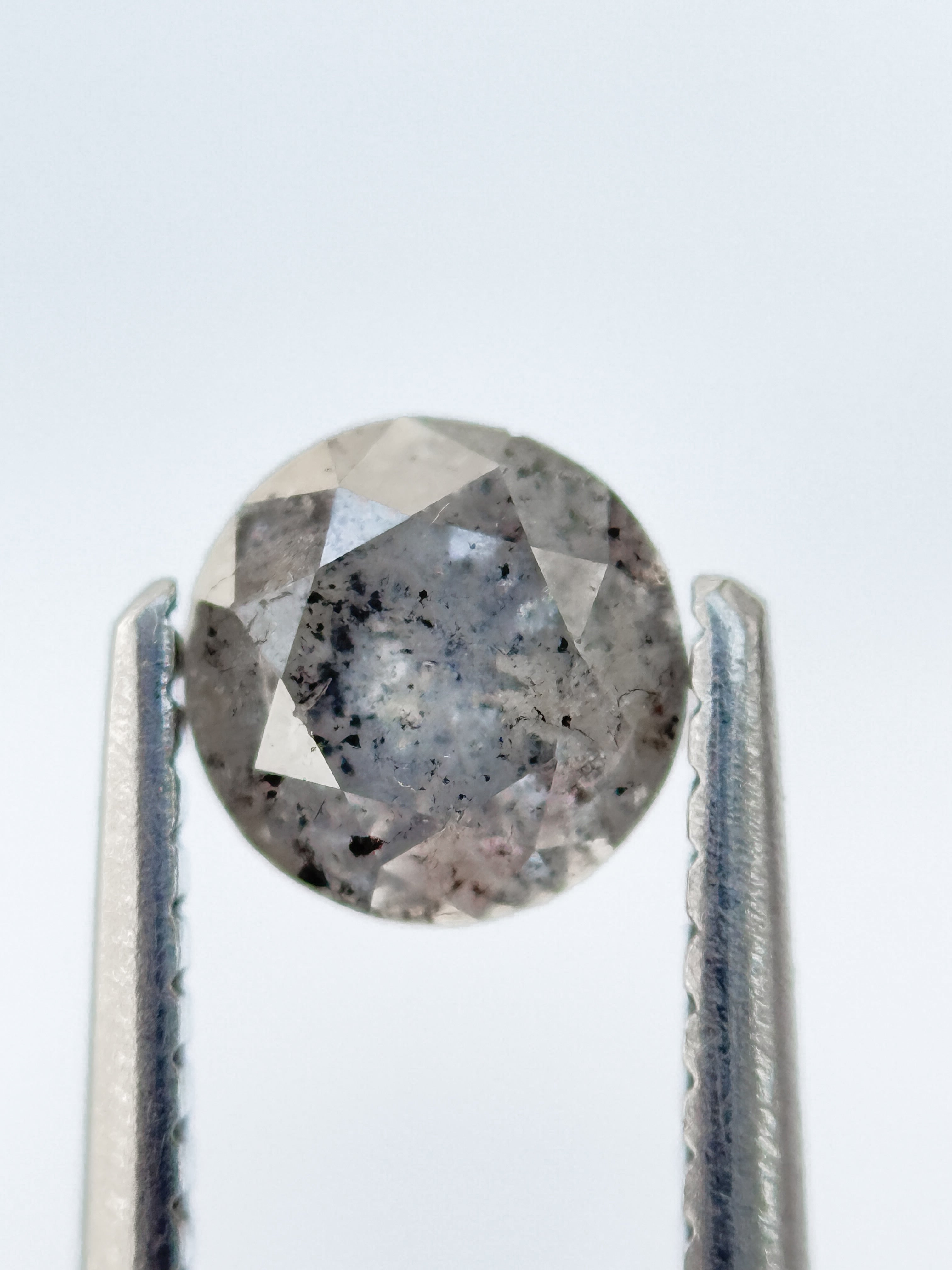 0.78 Ct Round Brilliant Cut Grey Natural Salt and Pepper Diamond