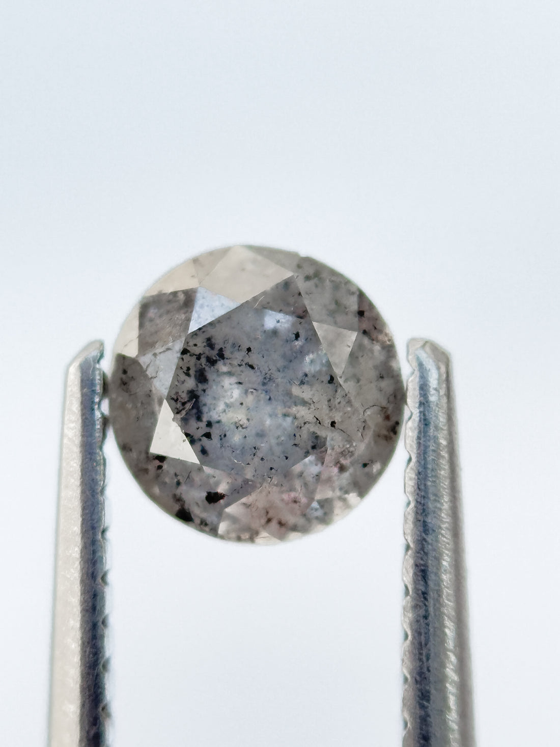 0.78 Ct Round Brilliant Cut Grey Natural Salt and Pepper Diamond