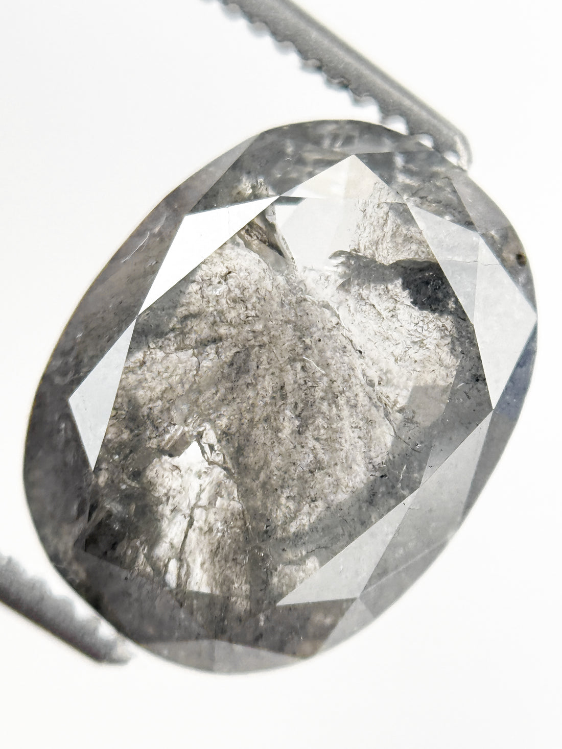 3.41 Ct Oval Rose Cut Grey Natural Galaxy Diamond