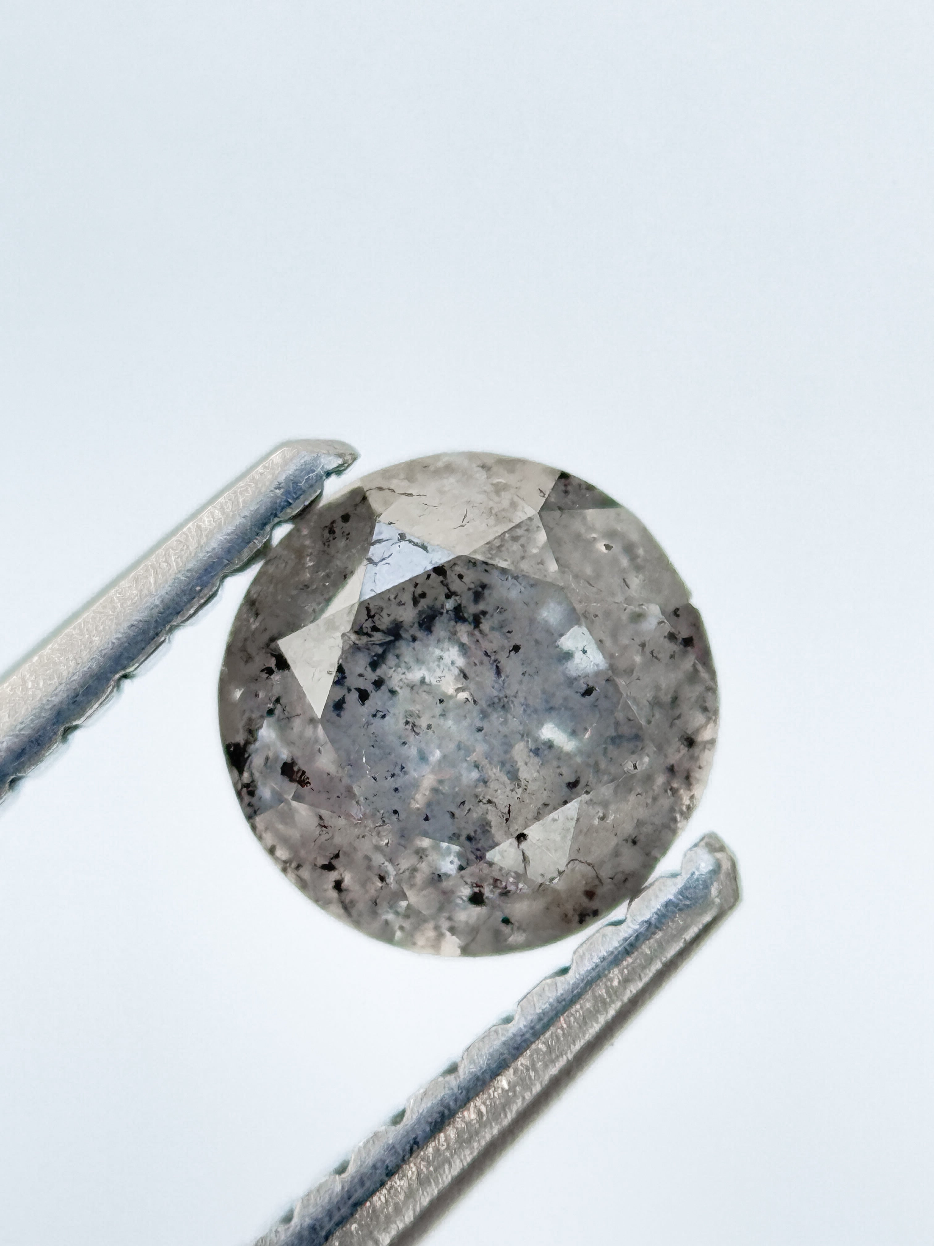 0.78 Ct Round Brilliant Cut Grey Natural Salt and Pepper Diamond