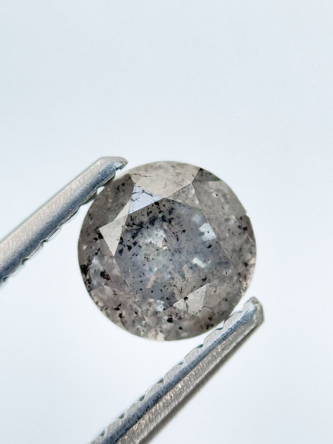 0.78 Ct Round Brilliant Cut Grey Natural Salt and Pepper Diamond