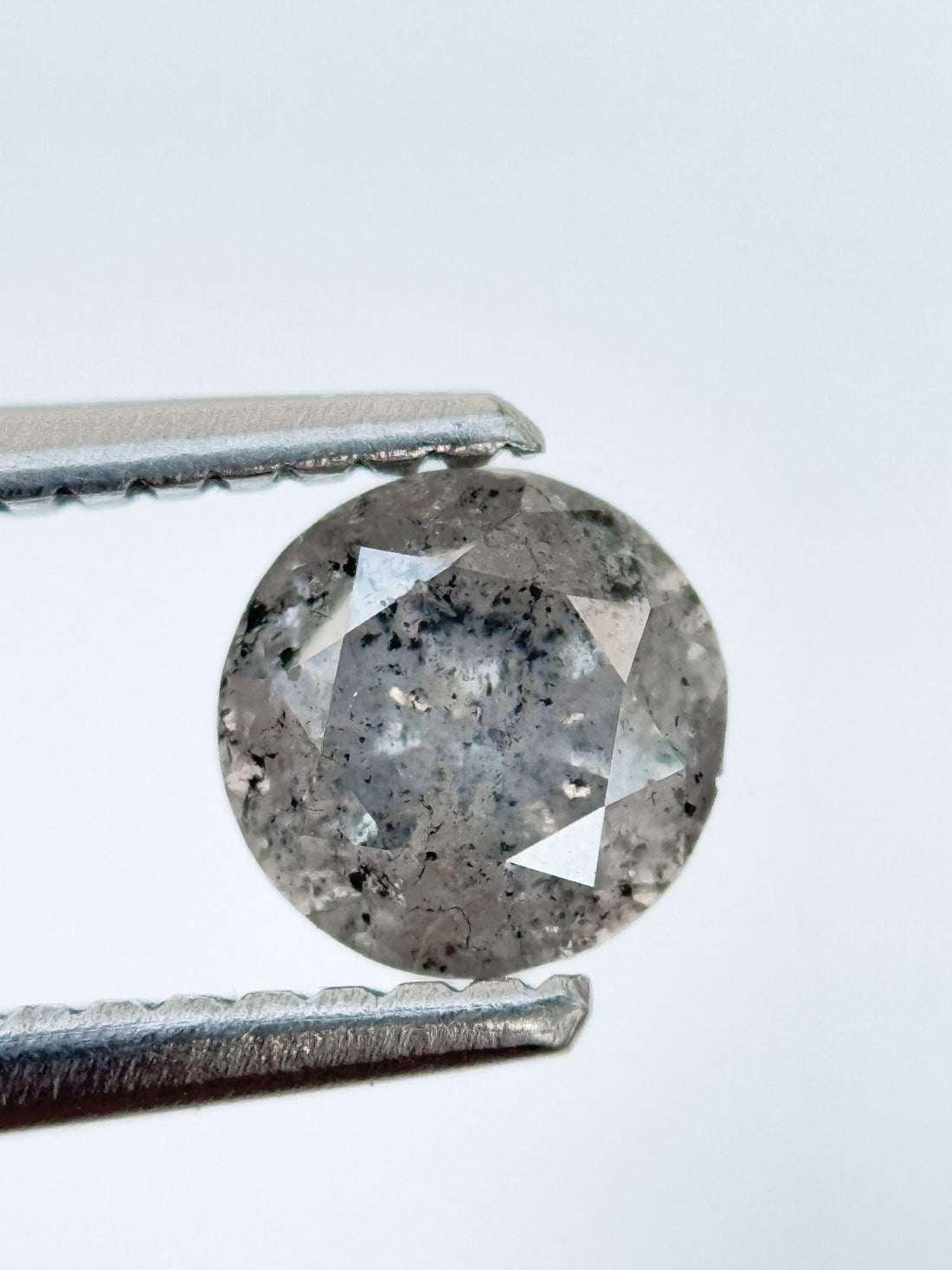 0.78 Ct Round Brilliant Cut Grey Natural Salt and Pepper Diamond