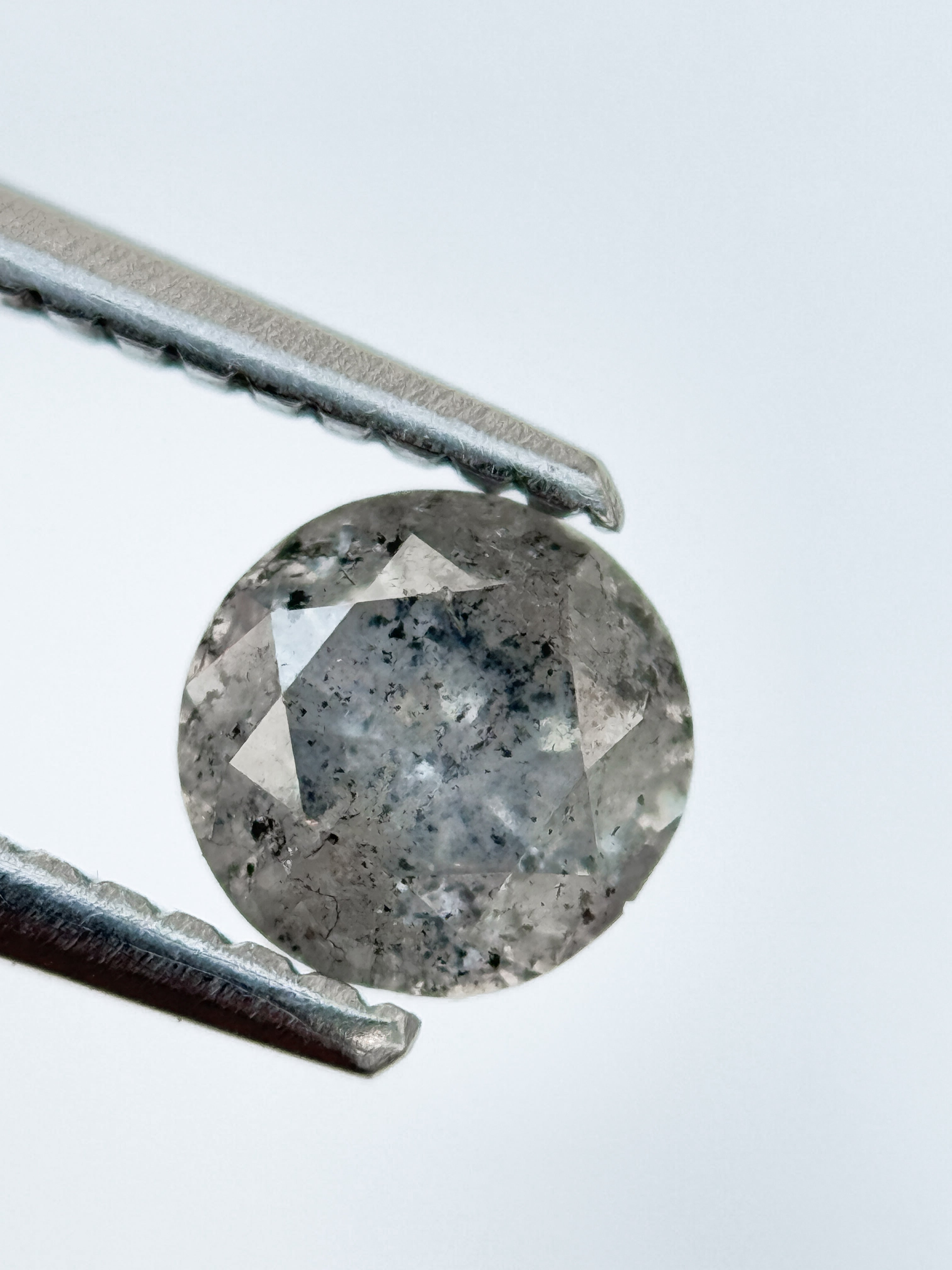 0.78 Ct Round Brilliant Cut Grey Natural Salt and Pepper Diamond