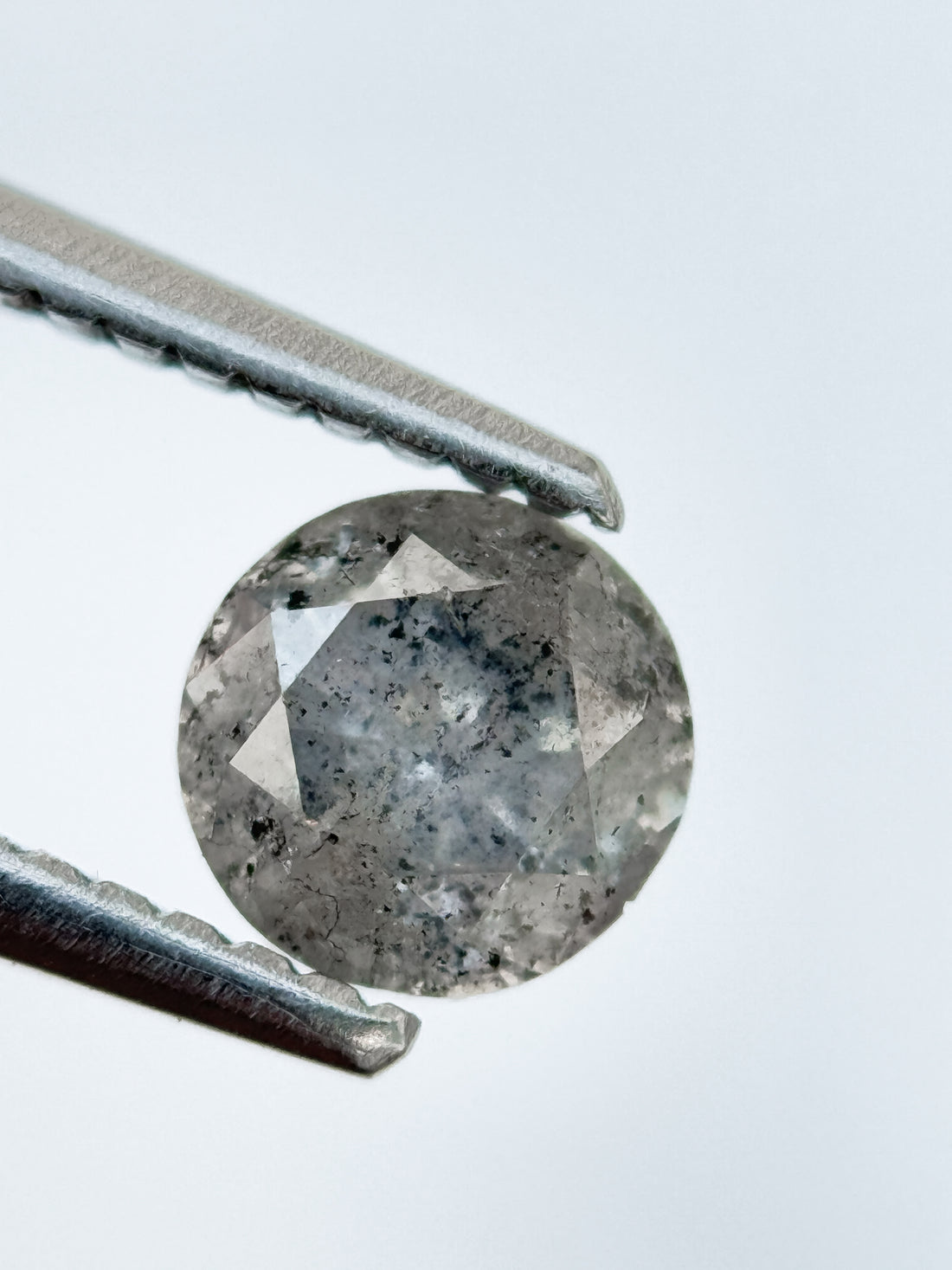 0.78 Ct Round Brilliant Cut Grey Natural Salt and Pepper Diamond