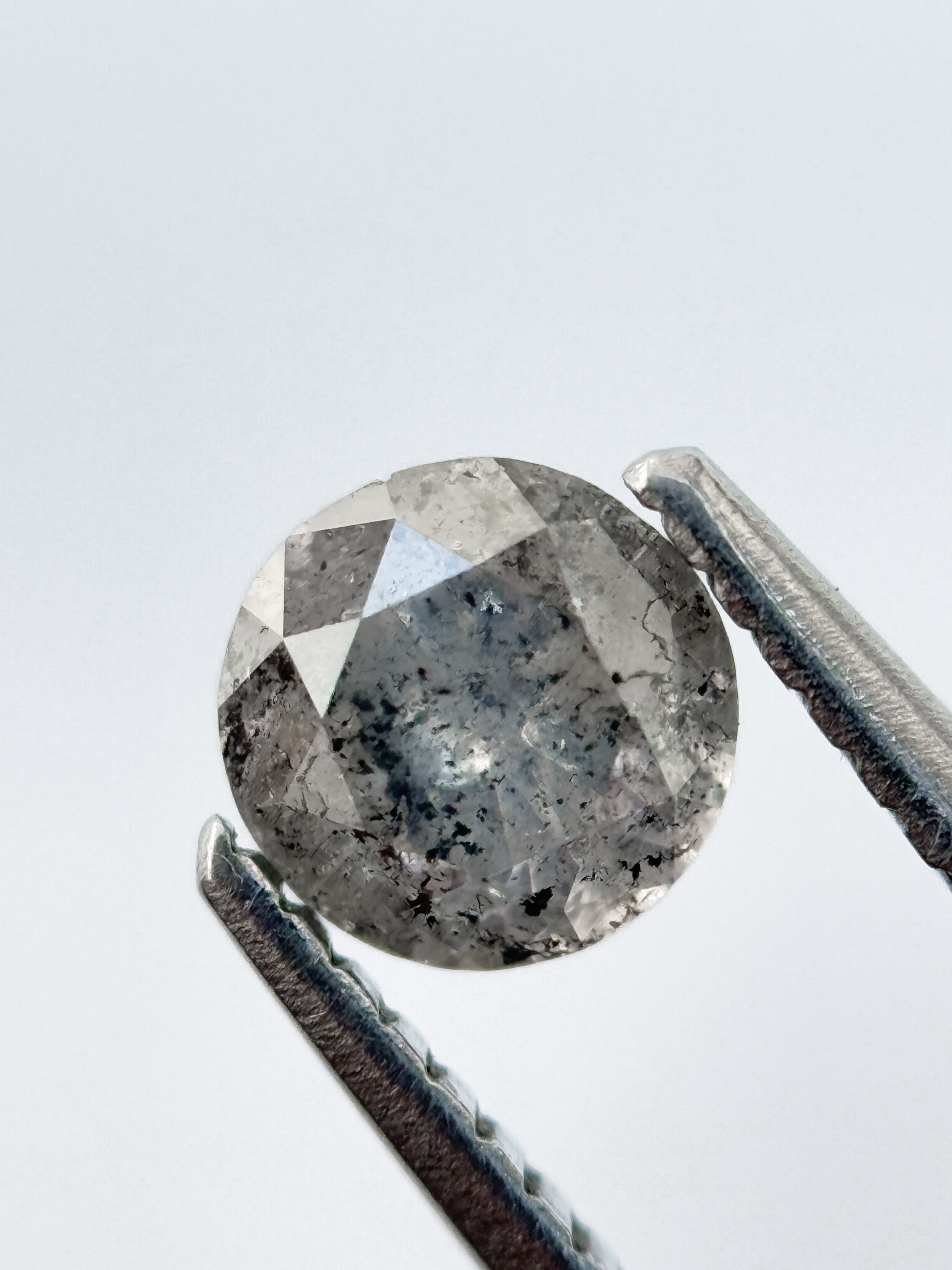 0.78 Ct Round Brilliant Cut Grey Natural Salt and Pepper Diamond