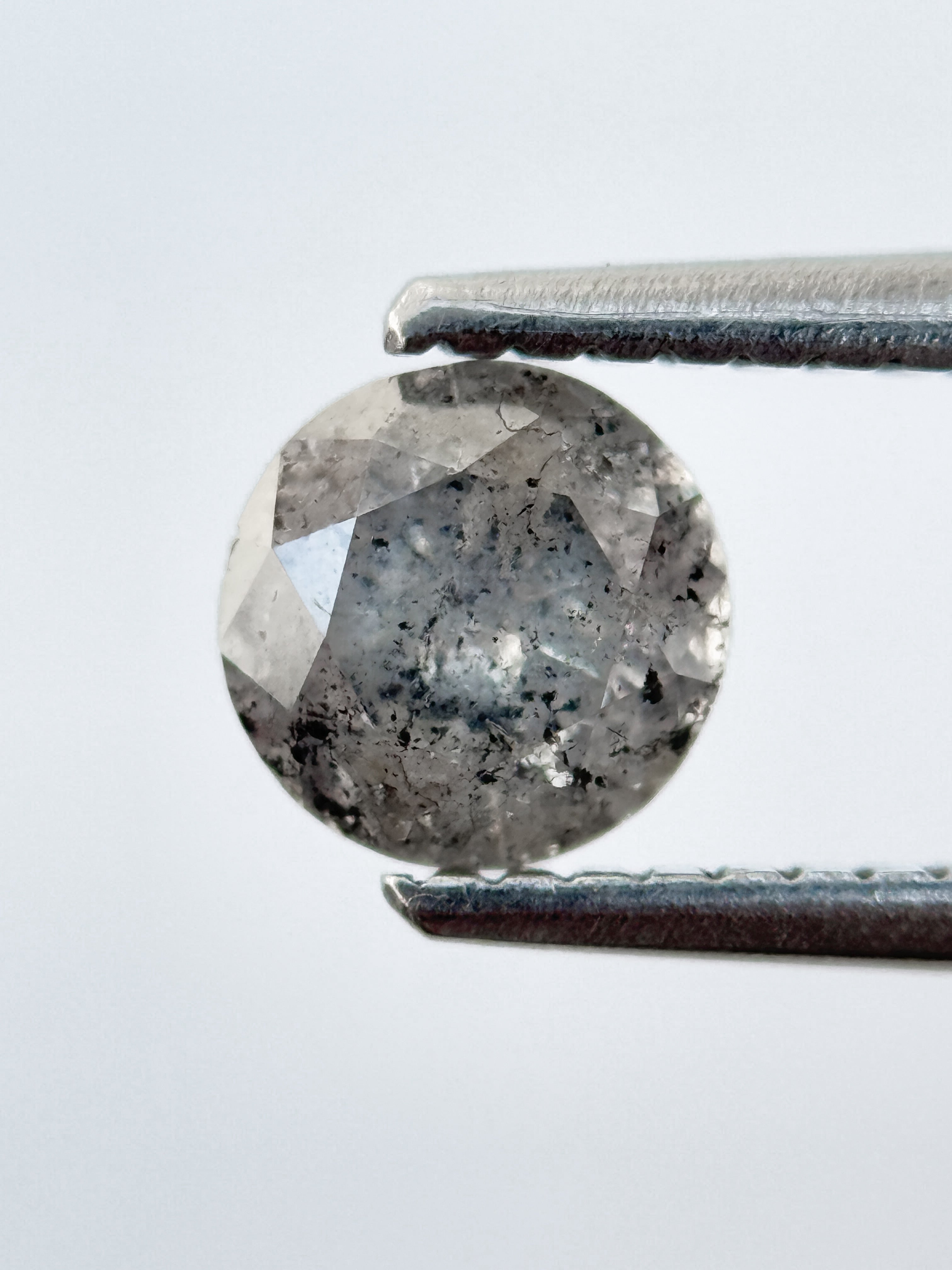 0.78 Ct Round Brilliant Cut Grey Natural Salt and Pepper Diamond