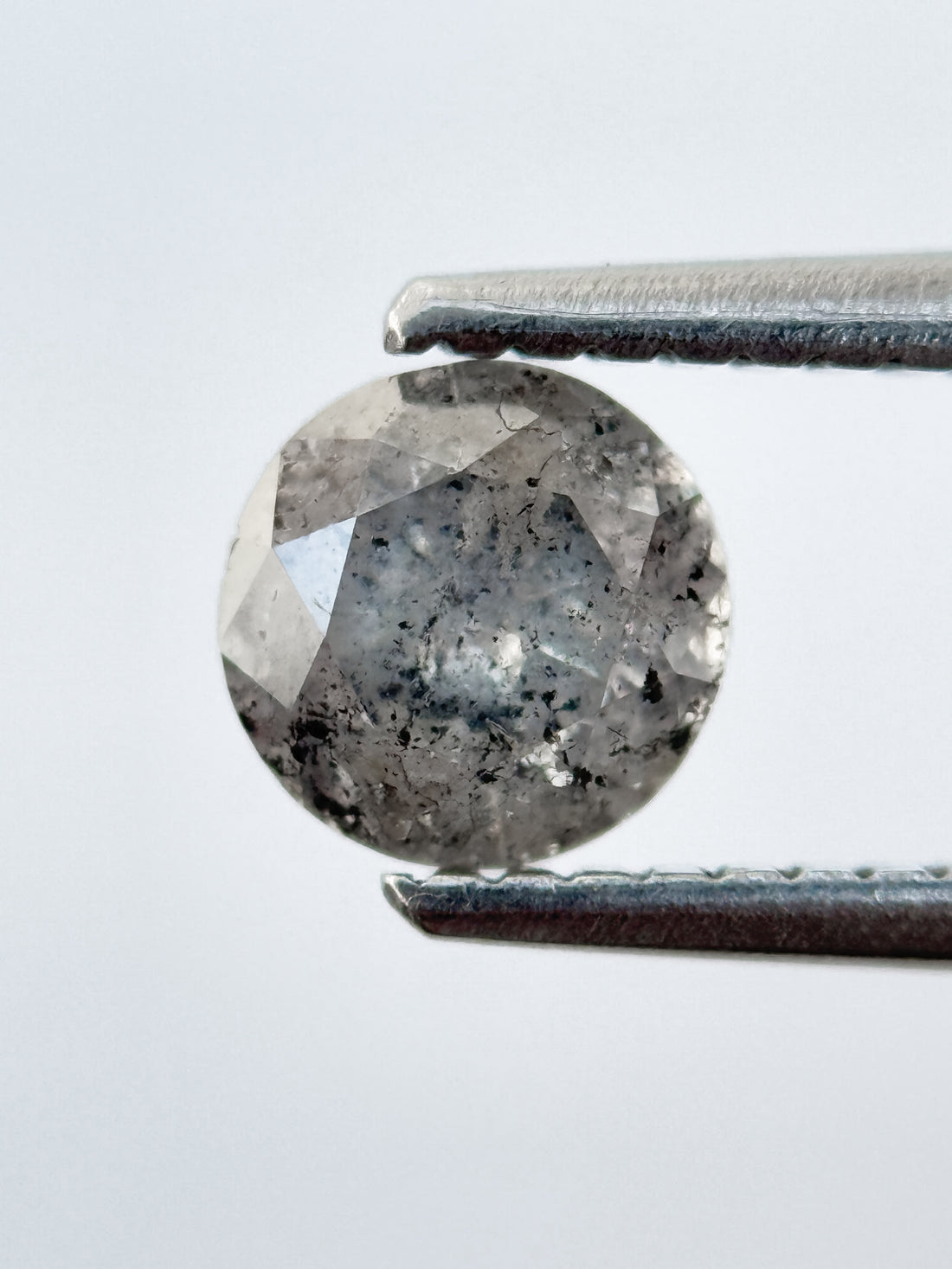 0.78 Ct Round Brilliant Cut Grey Natural Salt and Pepper Diamond