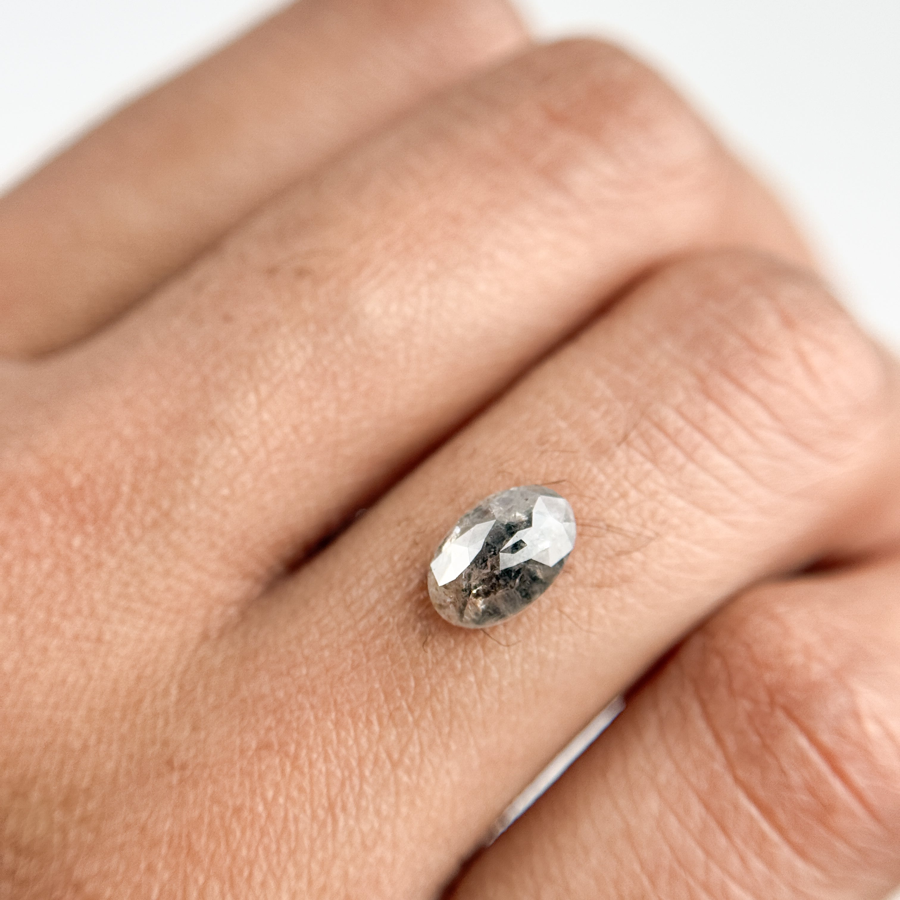1.09 Ct Oval Rose Cut Grey Natural Salt and Pepper Diamond