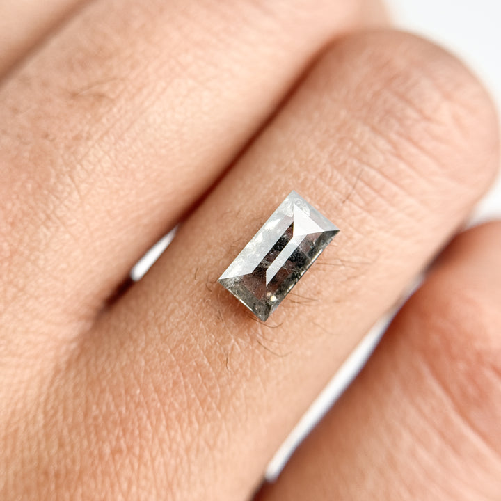 0.91 Ct Baguette Rose Cut Grey Natural Salt and Pepper Diamond