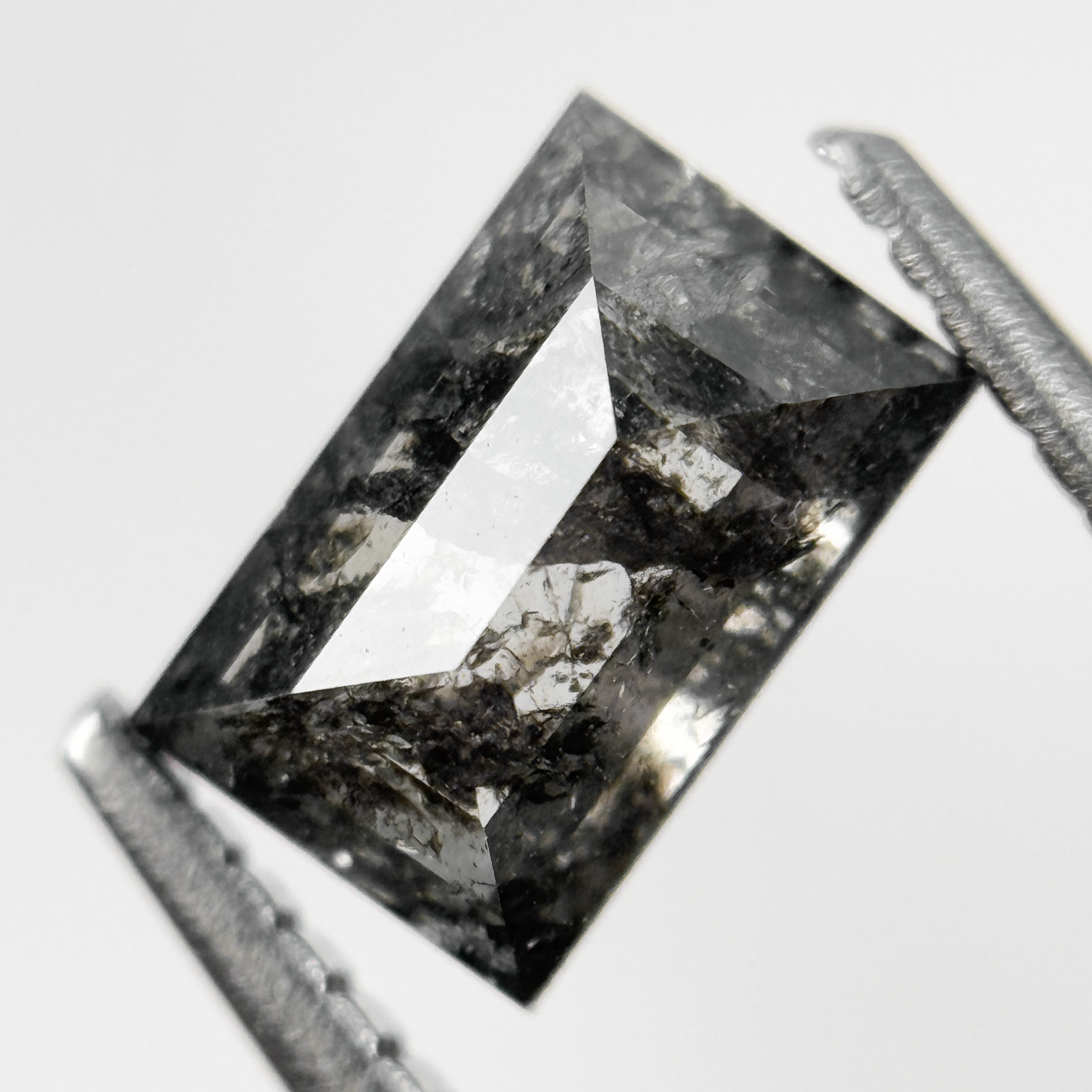 1.23 Ct Baguette Rose Cut Grey Natural Salt and Pepper Diamond