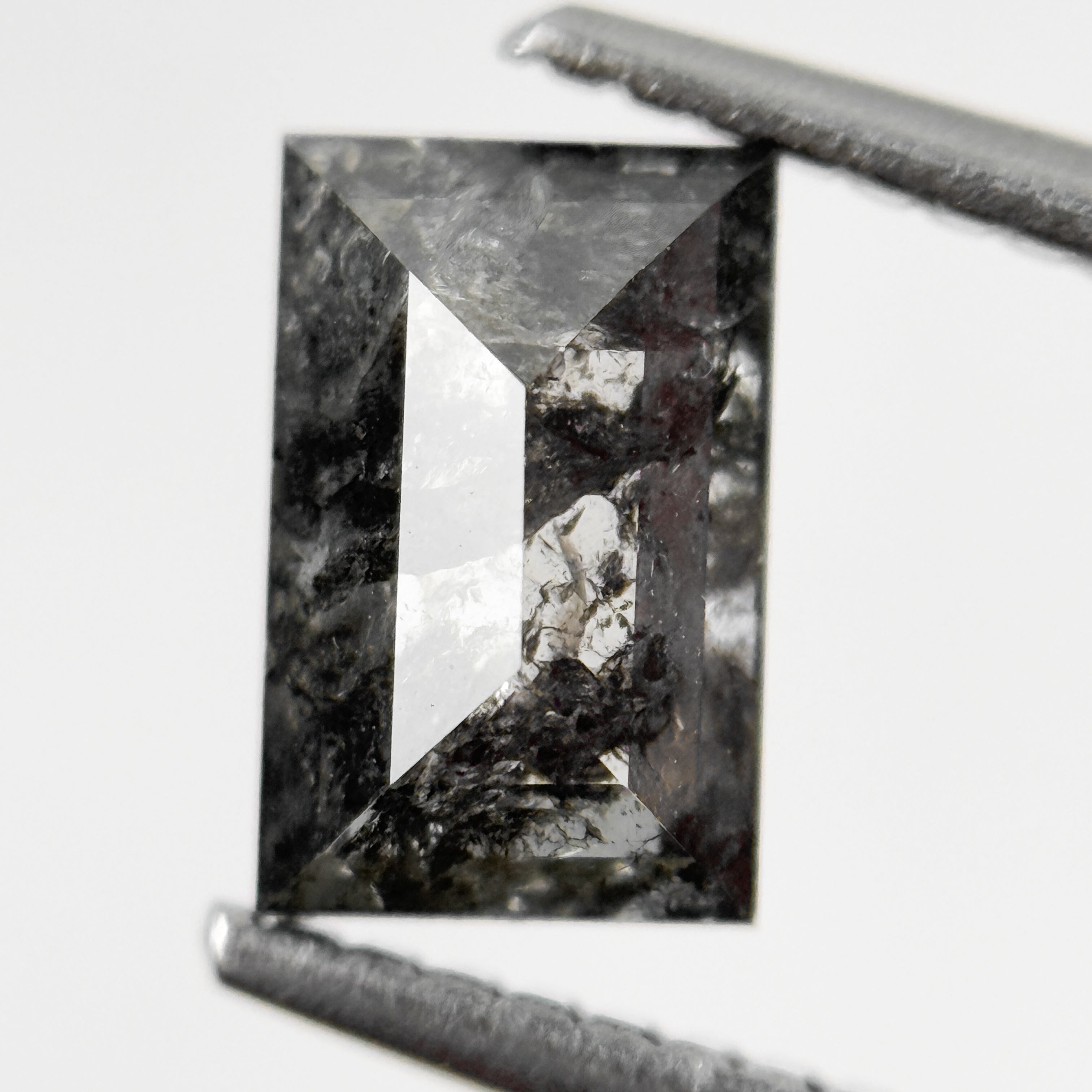 1.23 Ct Baguette Rose Cut Grey Natural Salt and Pepper Diamond