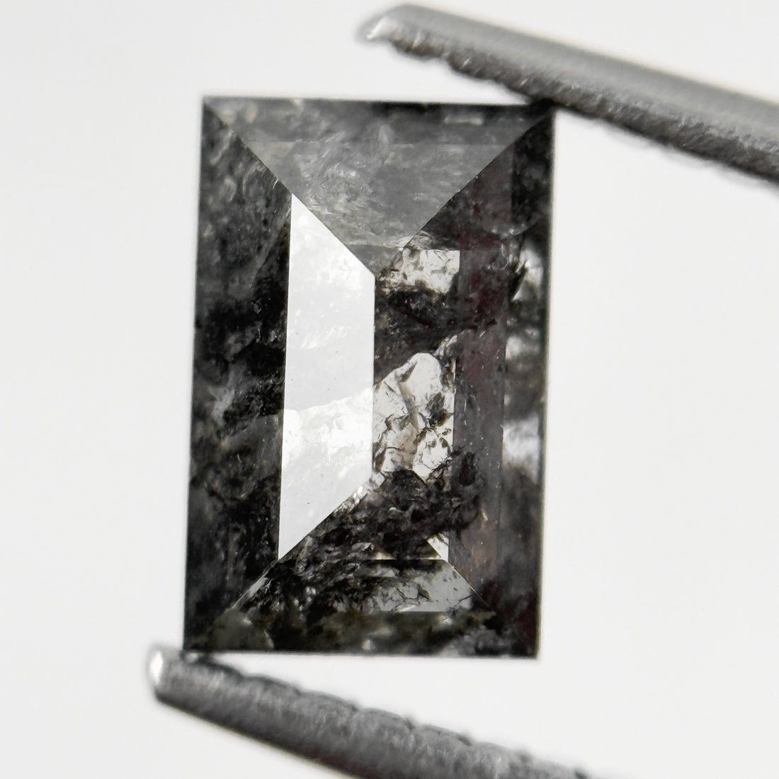 1.23 Ct Baguette Rose Cut Grey Natural Salt and Pepper Diamond