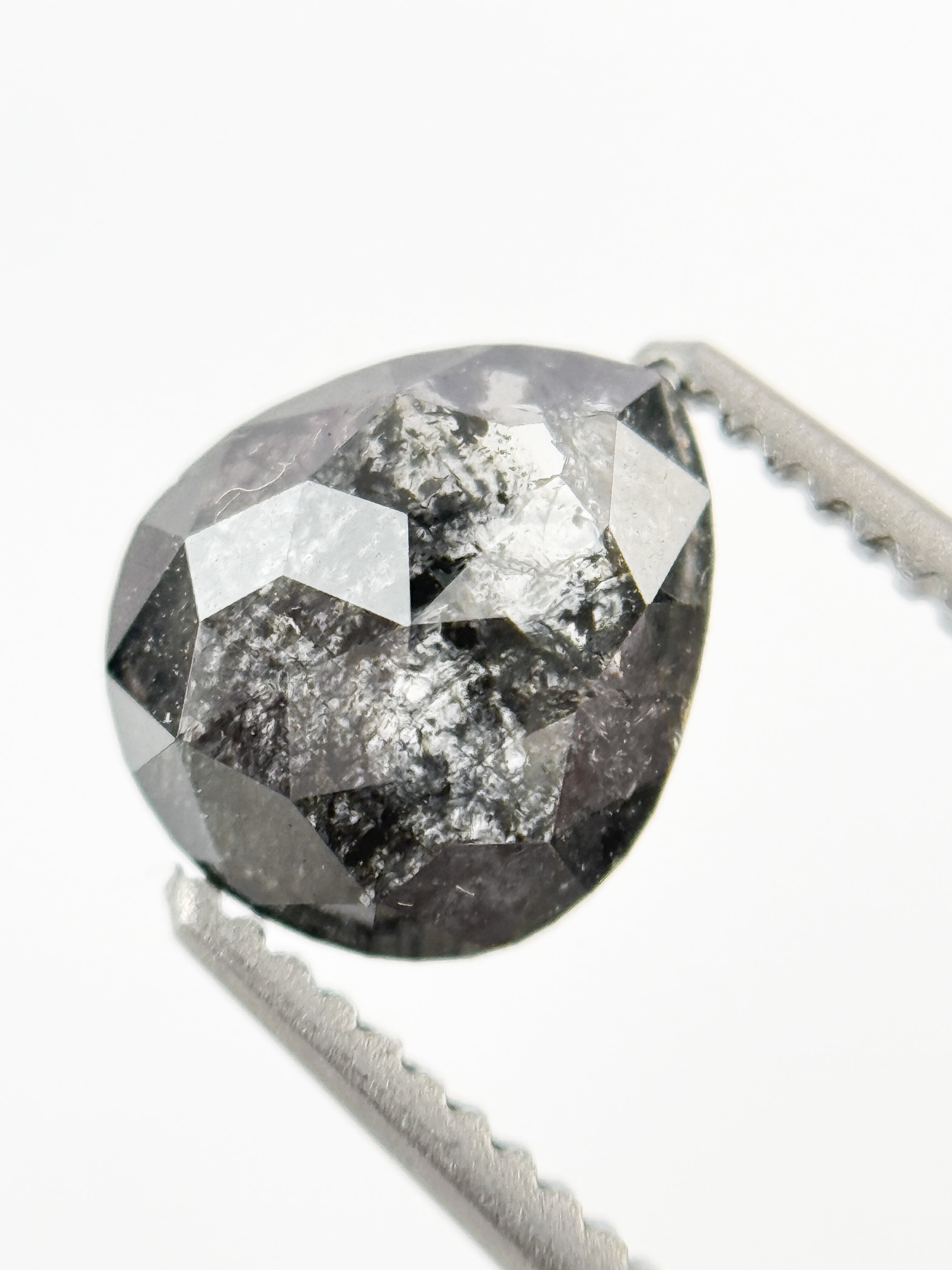 1.21 Ct Pear Rose Cut Grey Natural Fancy Diamond