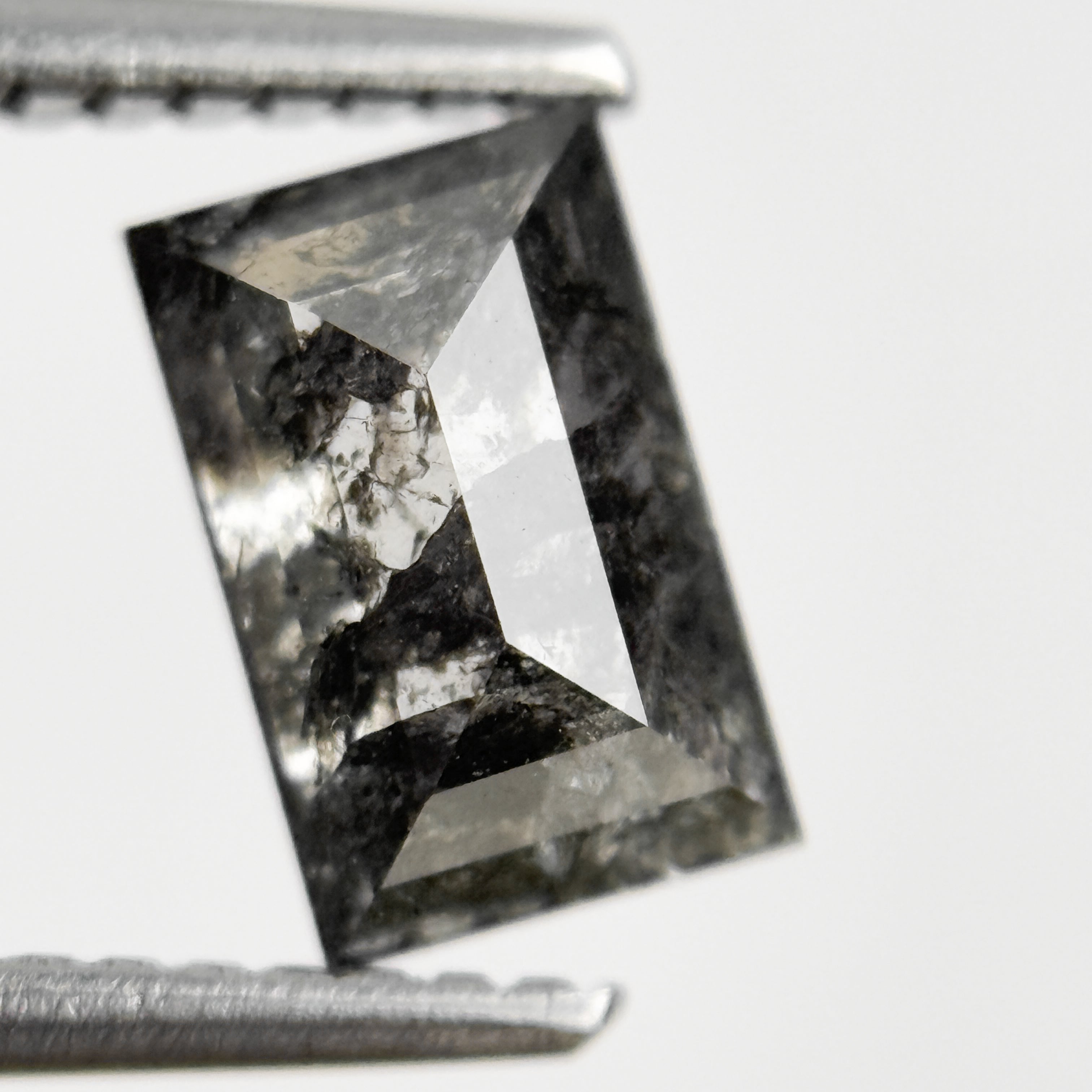 1.23 Ct Baguette Rose Cut Grey Natural Salt and Pepper Diamond