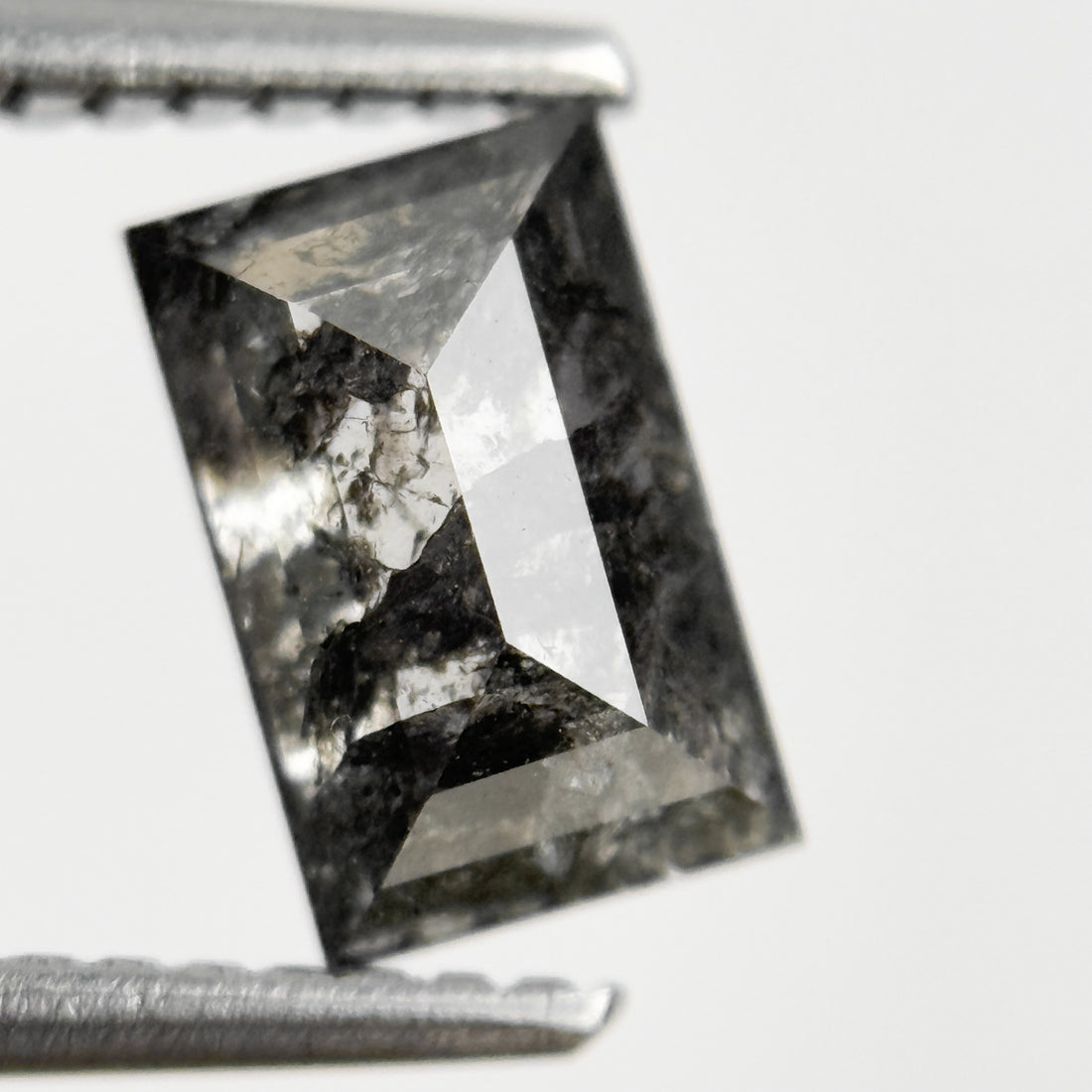 1.23 Ct Baguette Rose Cut Grey Natural Salt and Pepper Diamond