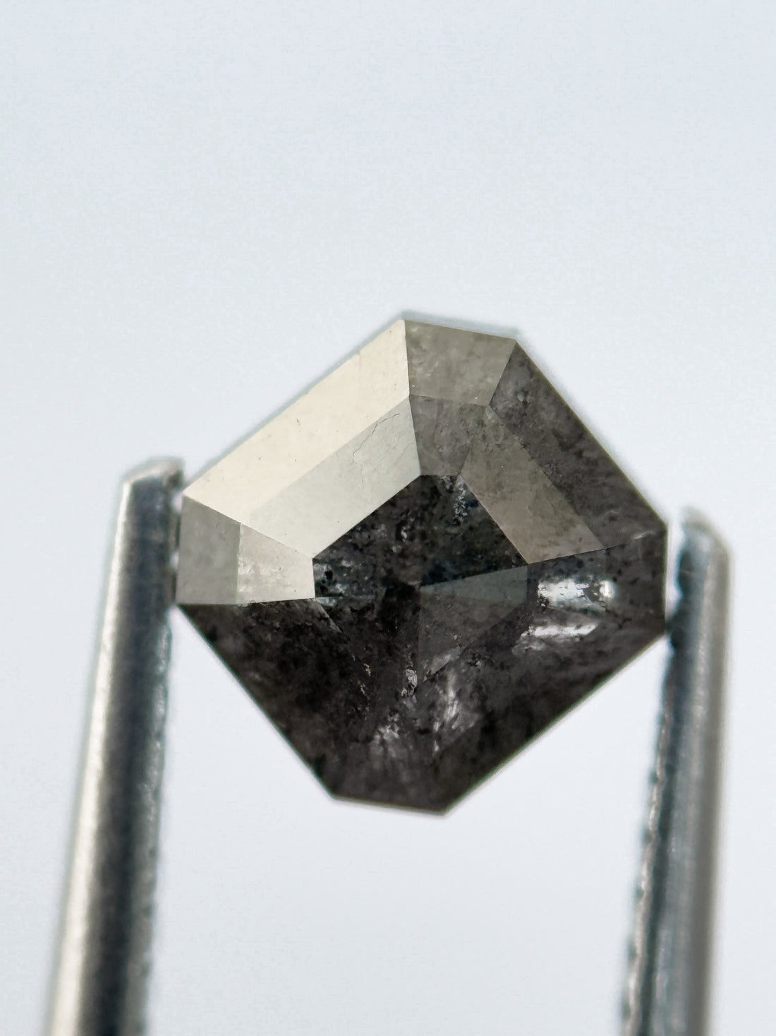 1.33 Ct Emerald Rose Cut Grey Natural Salt and Pepper Diamond