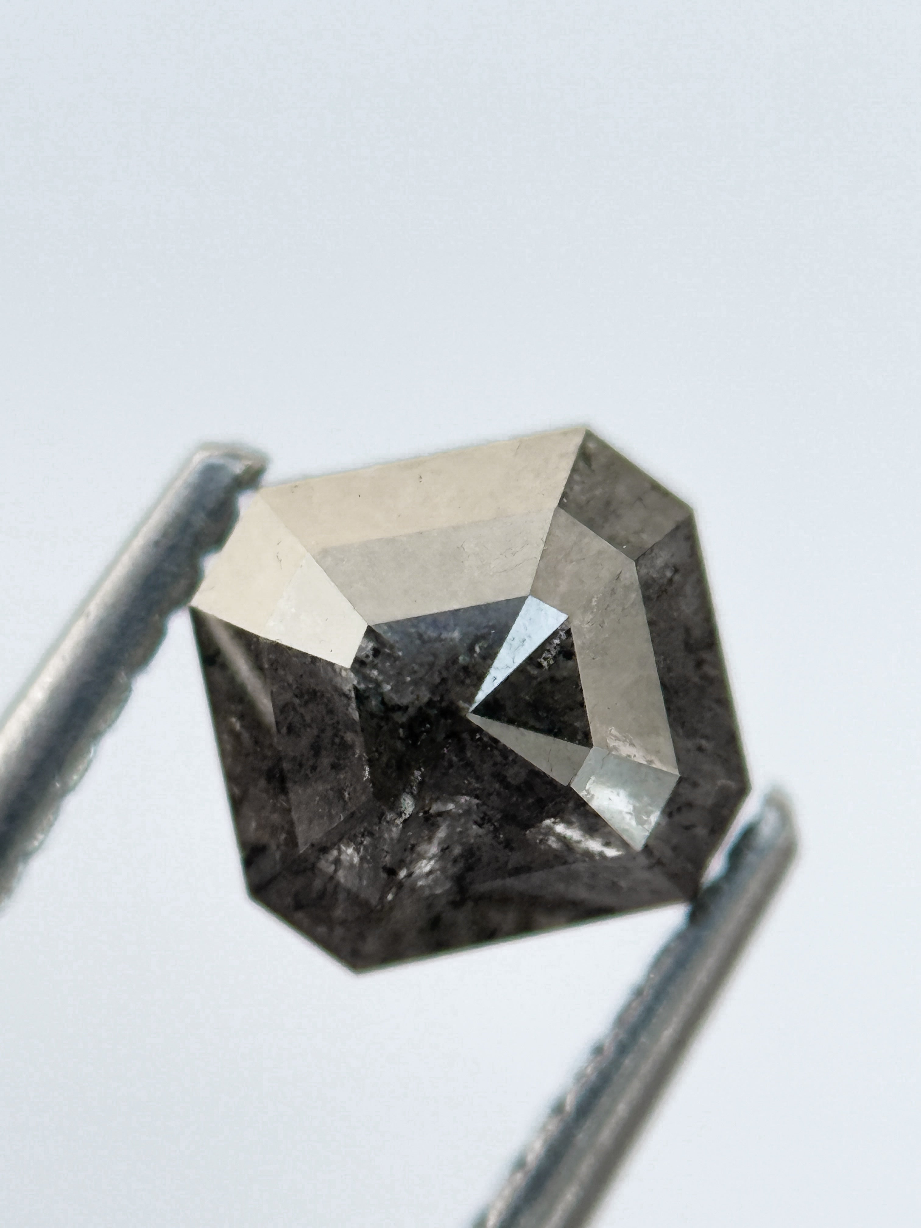 1.33 Ct Emerald Rose Cut Grey Natural Salt and Pepper Diamond