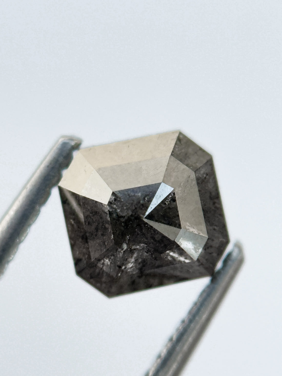 1.33 Ct Emerald Rose Cut Grey Natural Salt and Pepper Diamond