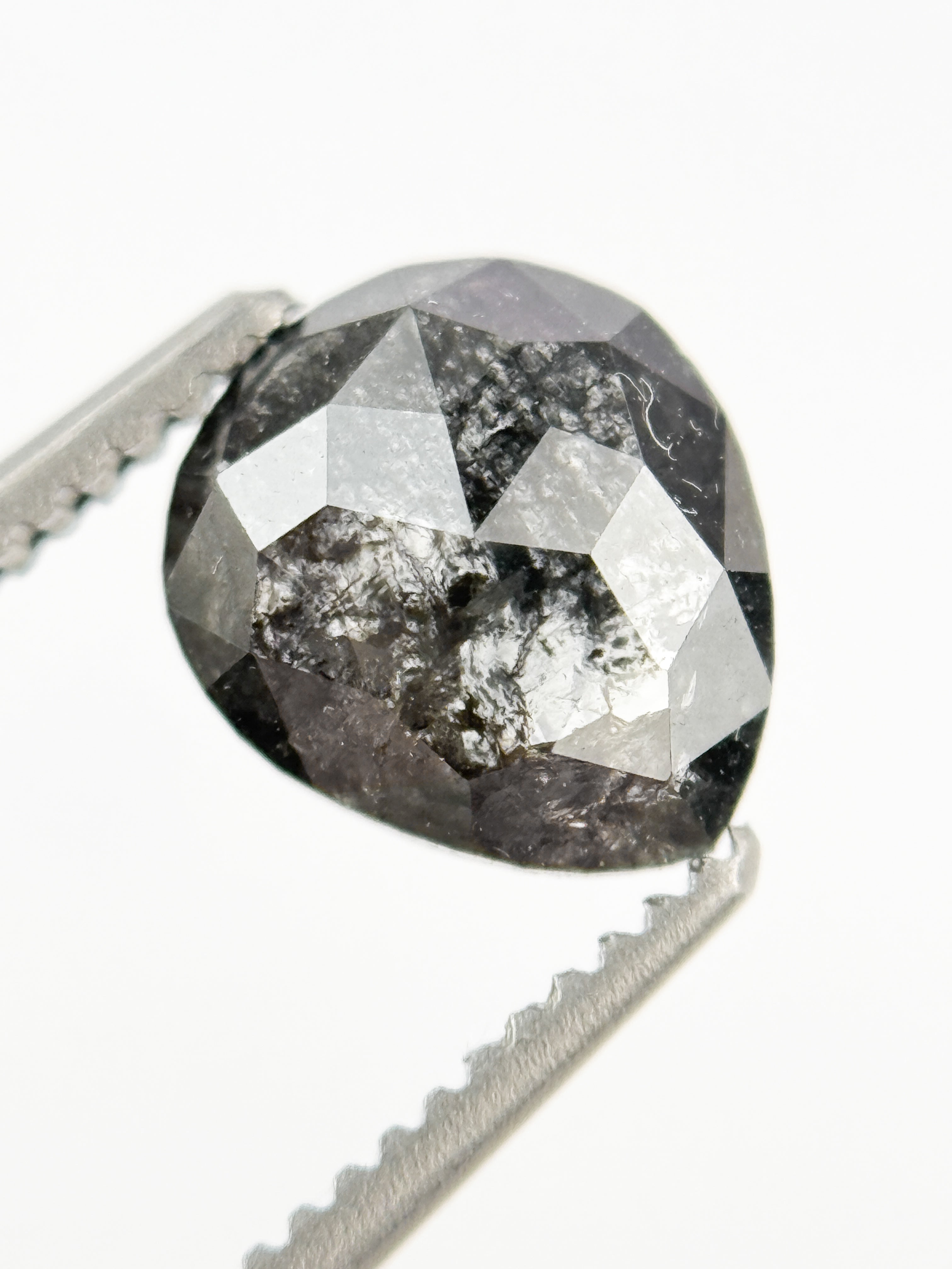 1.21 Ct Pear Rose Cut Grey Natural Fancy Diamond