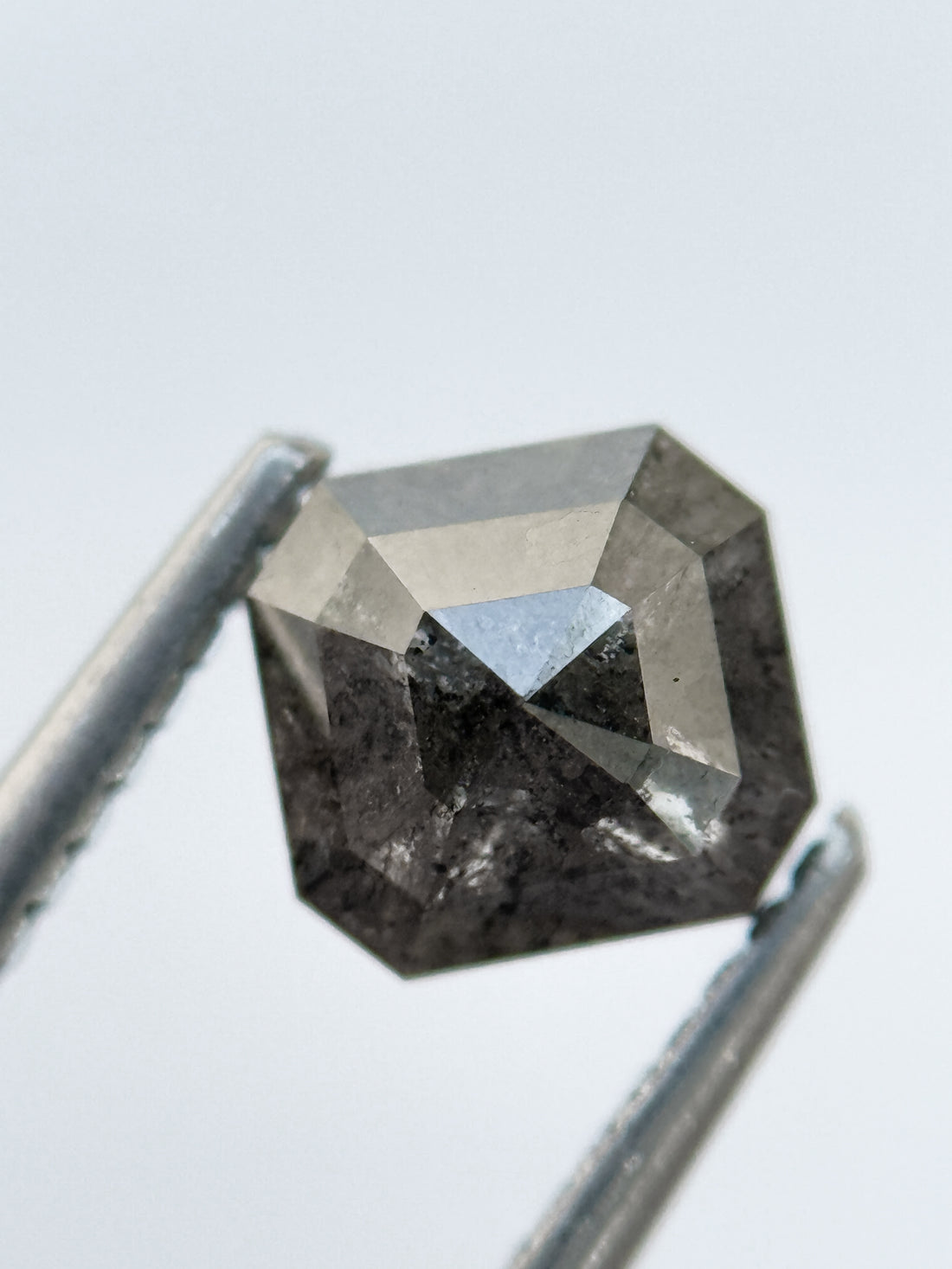 1.33 Ct Emerald Rose Cut Grey Natural Salt and Pepper Diamond
