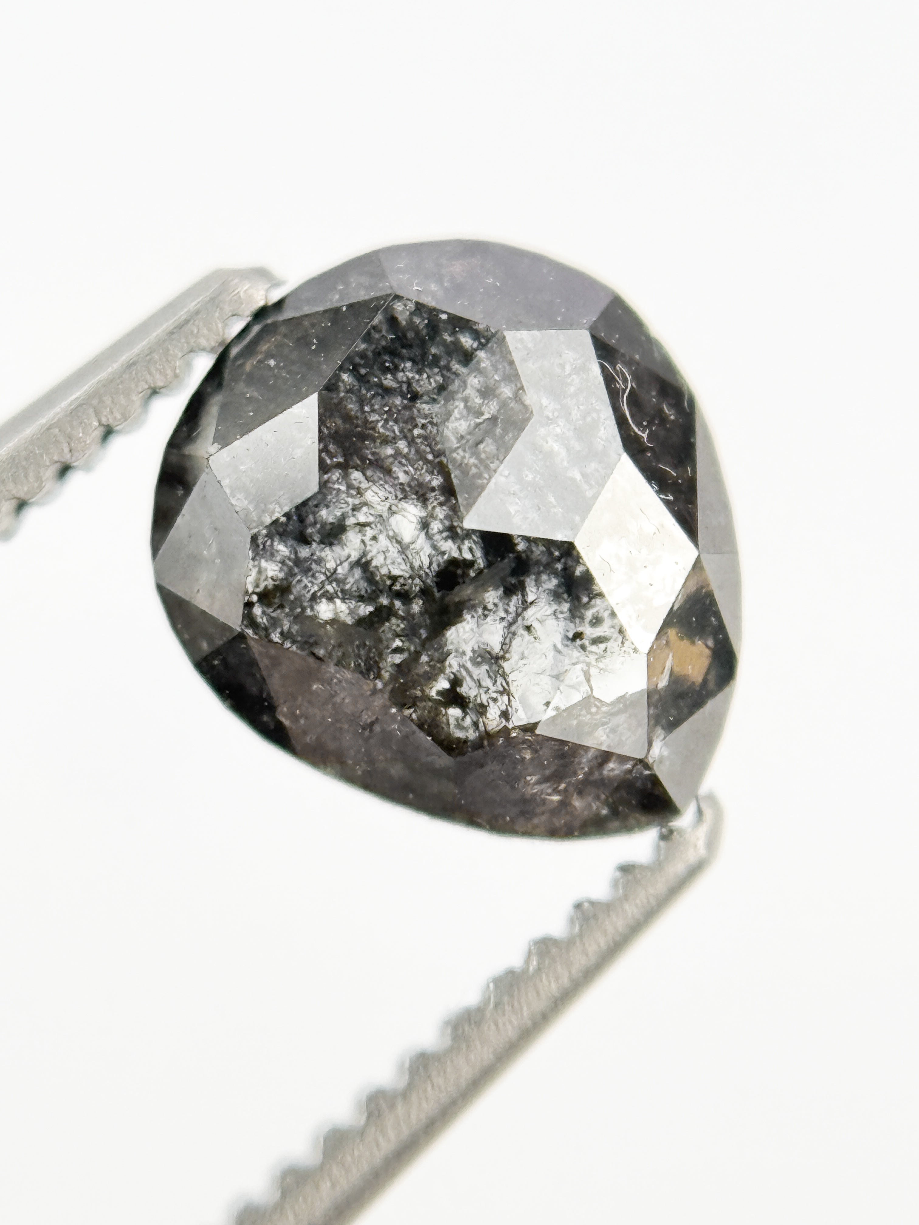 1.21 Ct Pear Rose Cut Grey Natural Fancy Diamond