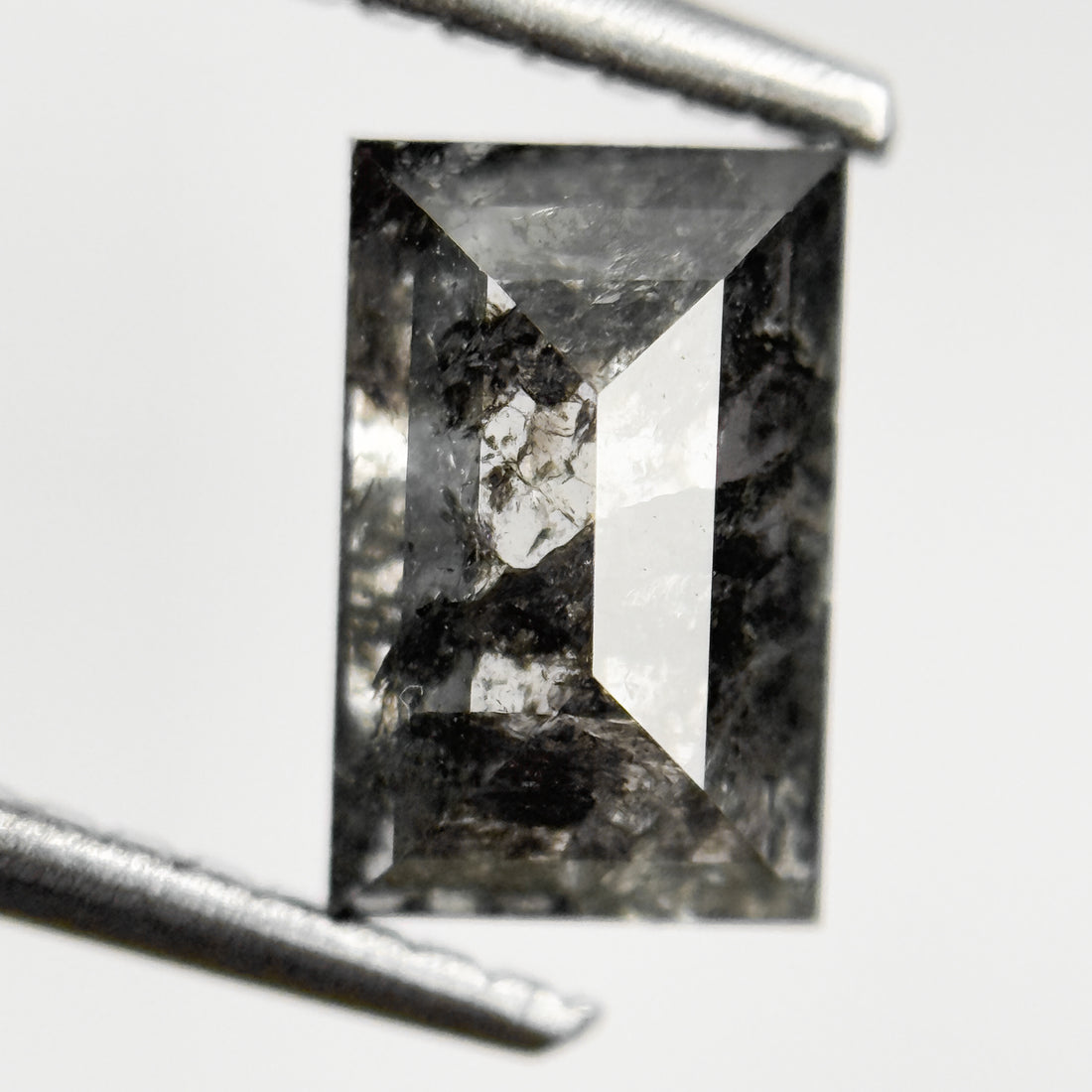 1.23 Ct Baguette Rose Cut Grey Natural Salt and Pepper Diamond