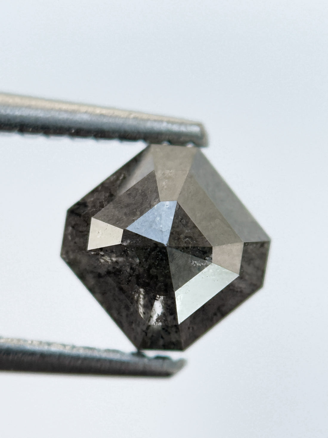 1.33 Ct Emerald Rose Cut Grey Natural Salt and Pepper Diamond