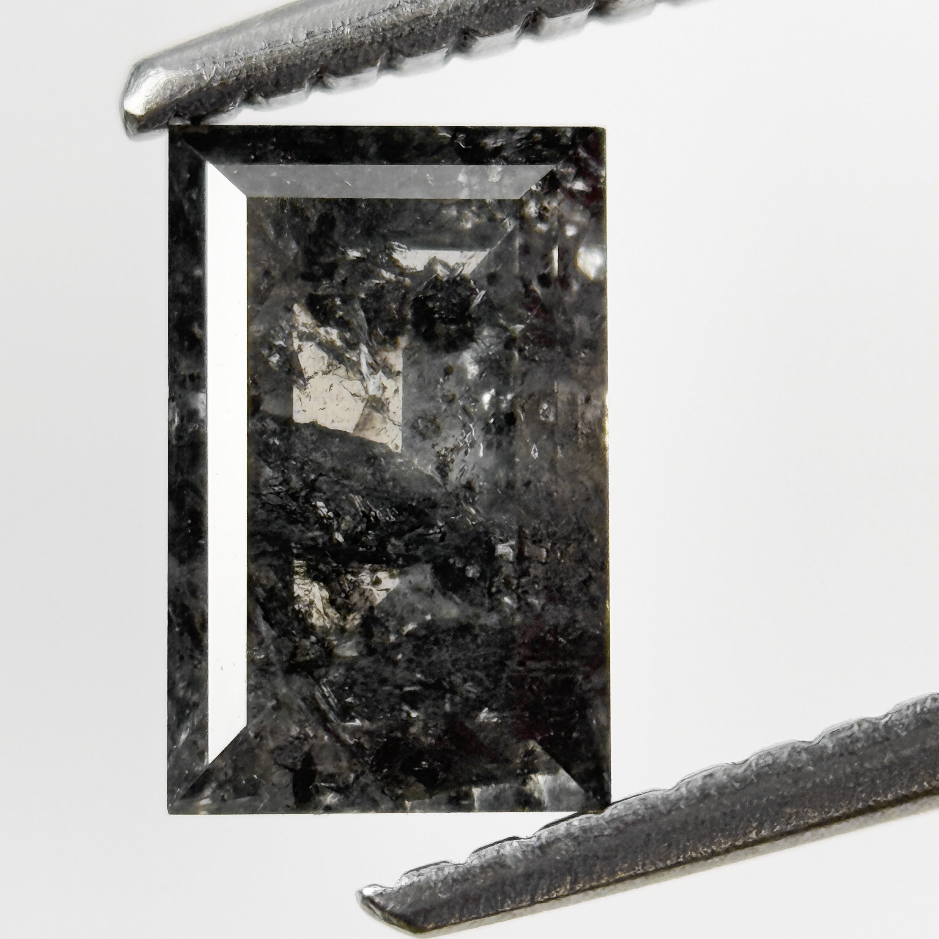 1.23 Ct Baguette Rose Cut Grey Natural Salt and Pepper Diamond