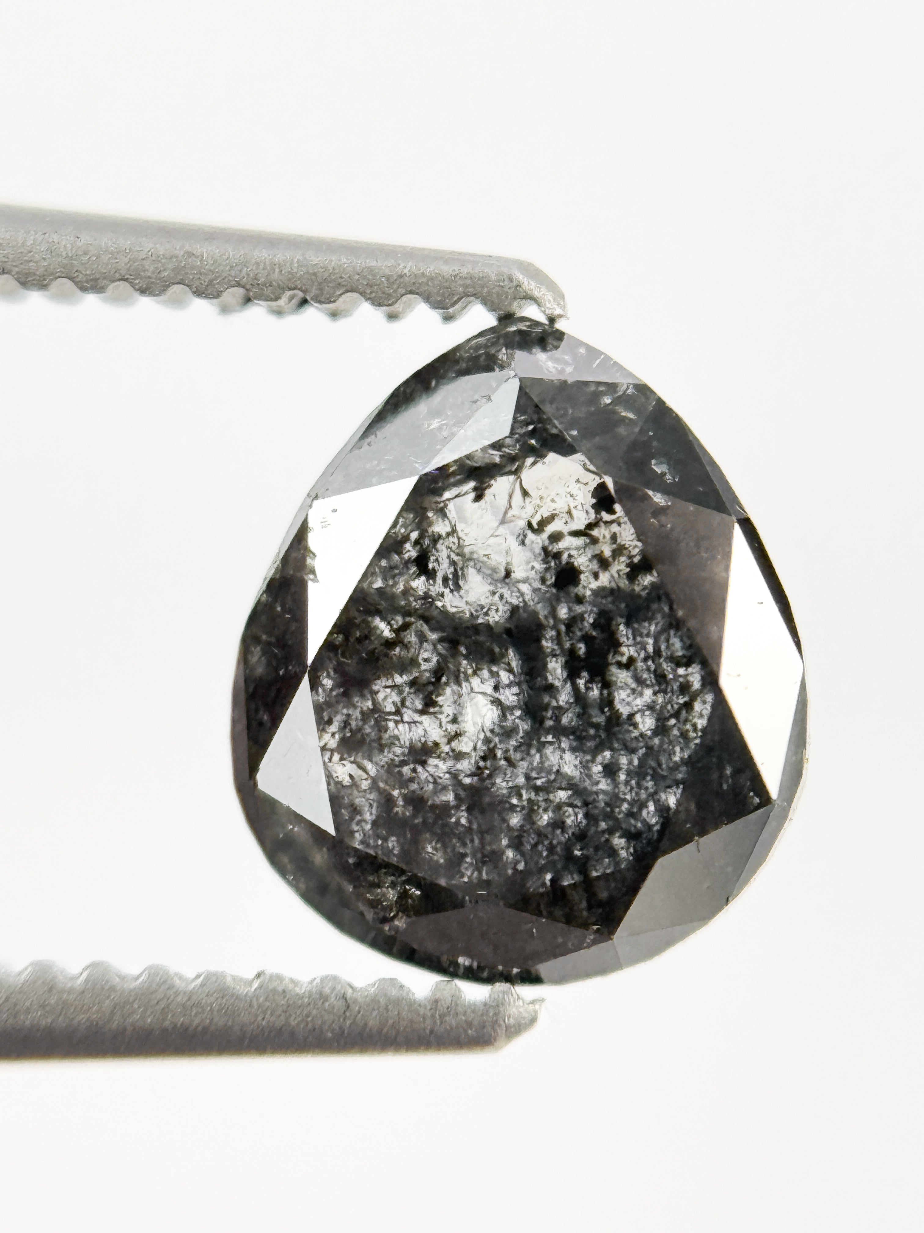 1.21 Ct Pear Rose Cut Grey Natural Fancy Diamond