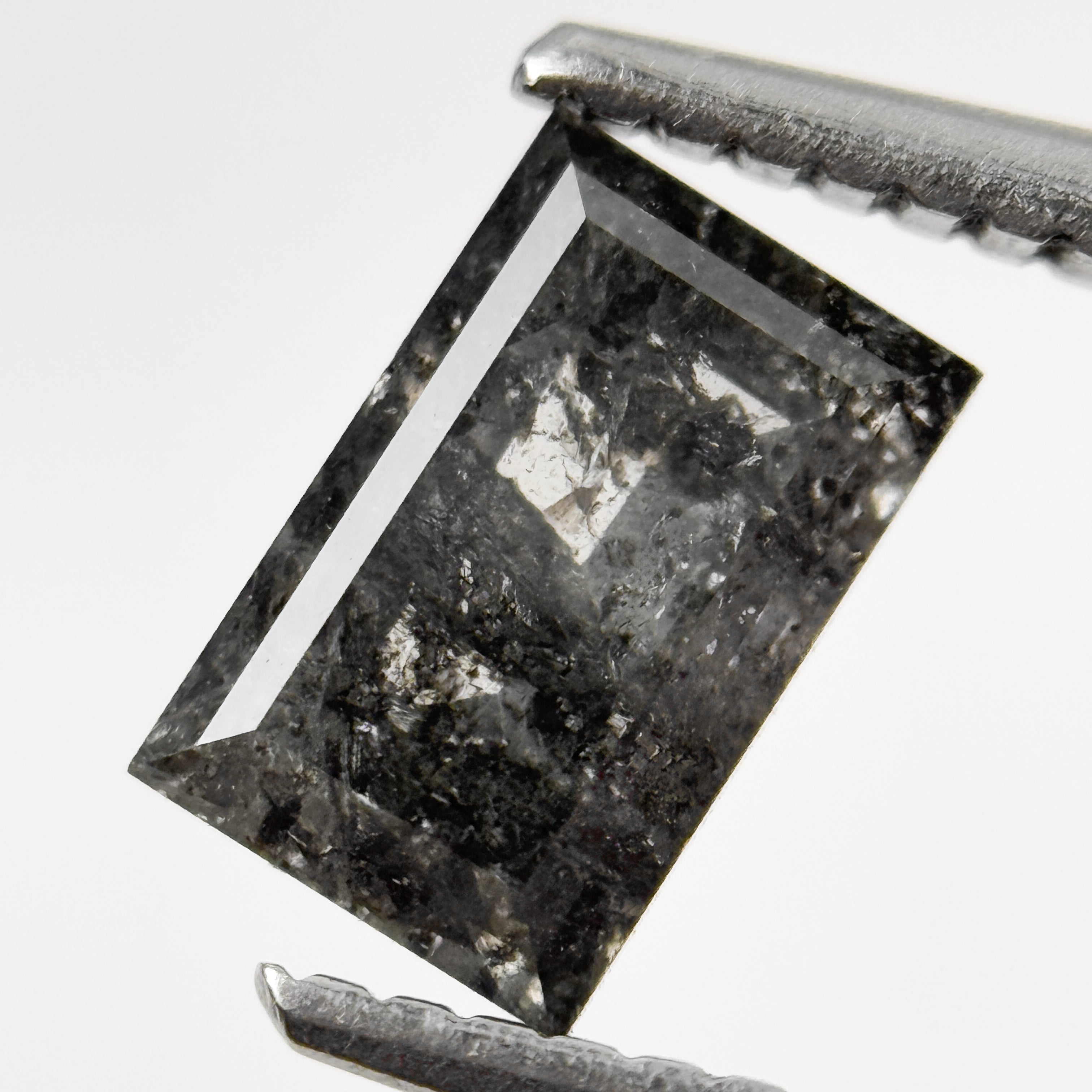 1.23 Ct Baguette Rose Cut Grey Natural Salt and Pepper Diamond
