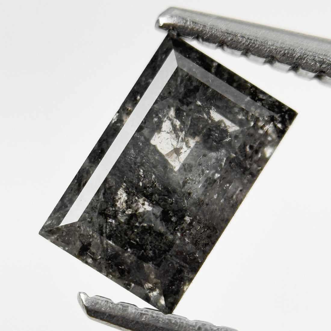 1.23 Ct Baguette Rose Cut Grey Natural Salt and Pepper Diamond