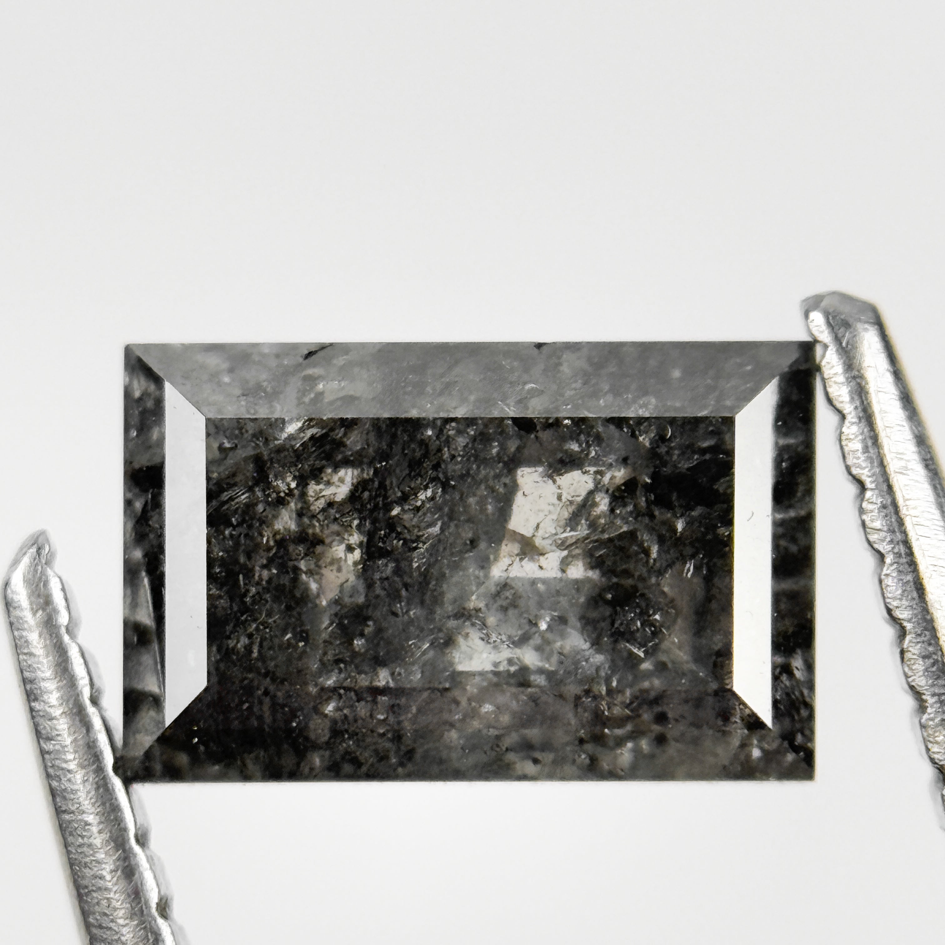1.23 Ct Baguette Rose Cut Grey Natural Salt and Pepper Diamond