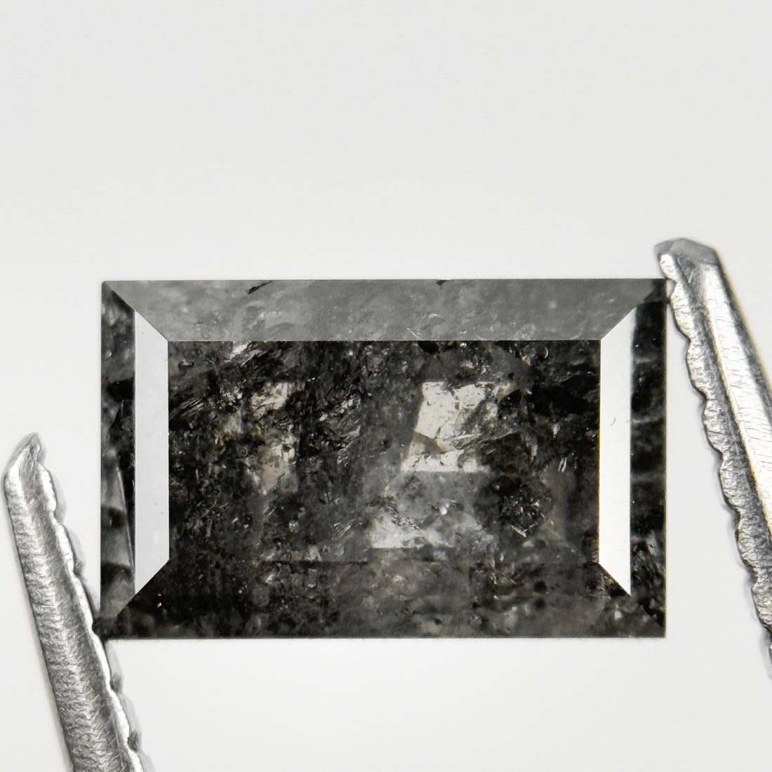 1.23 Ct Baguette Rose Cut Grey Natural Salt and Pepper Diamond
