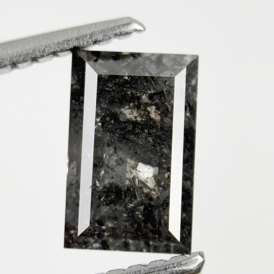 1.23 Ct Baguette Rose Cut Grey Natural Salt and Pepper Diamond